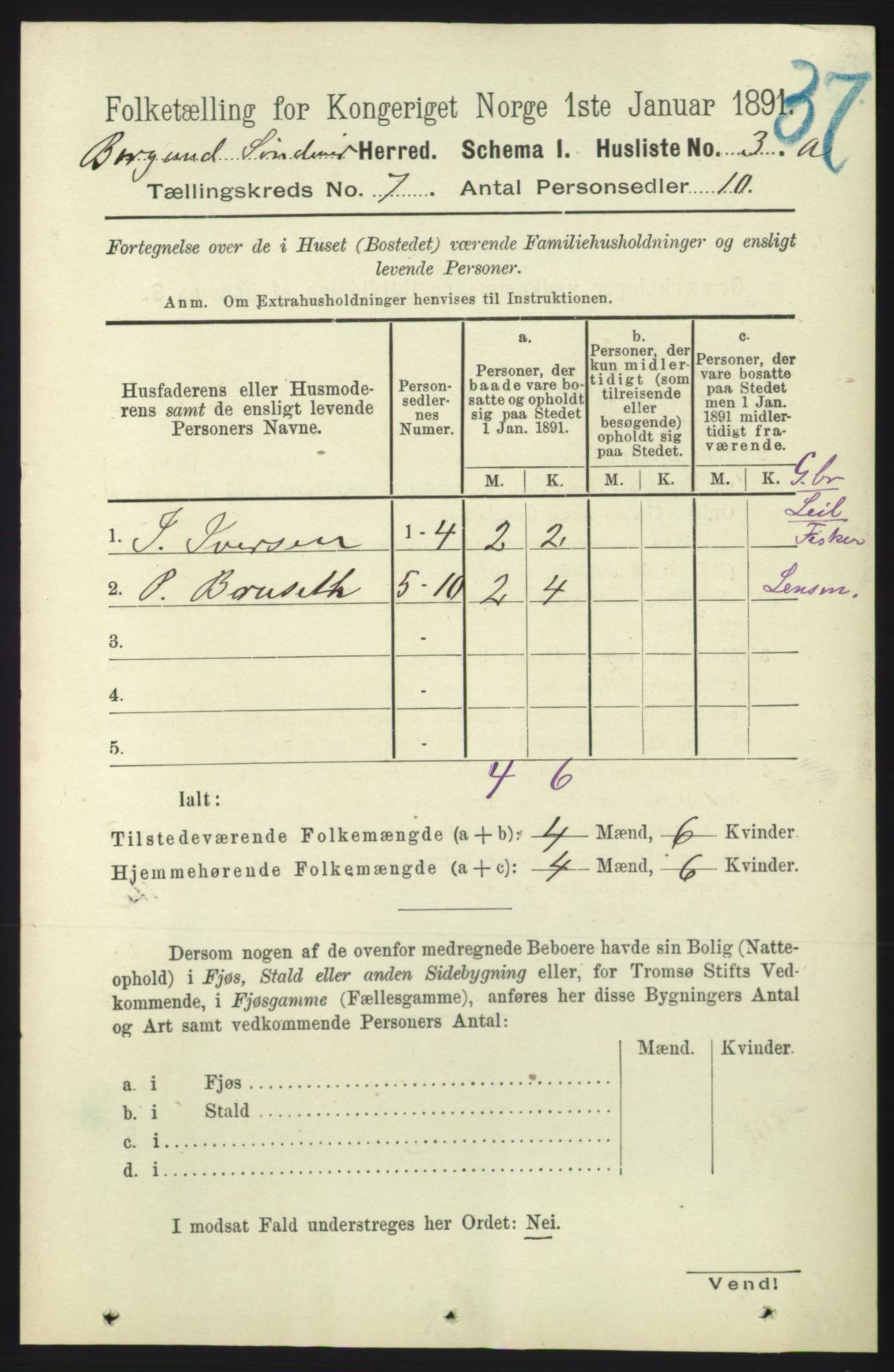 RA, 1891 census for 1531 Borgund, 1891, p. 1811