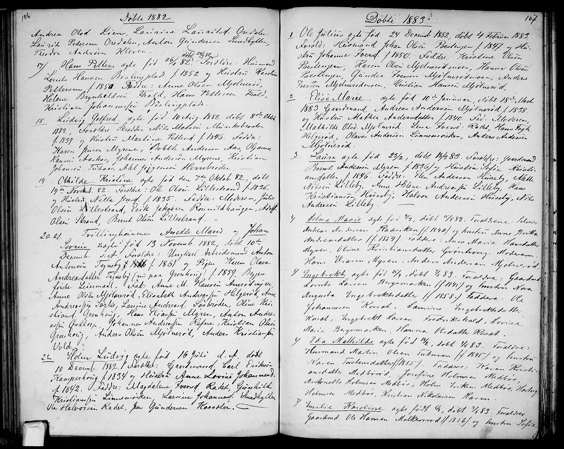 Berg prestekontor Kirkebøker, SAO/A-10902/G/Gc/L0002: Parish register (copy) no. III 2, 1856-1887, p. 106-107