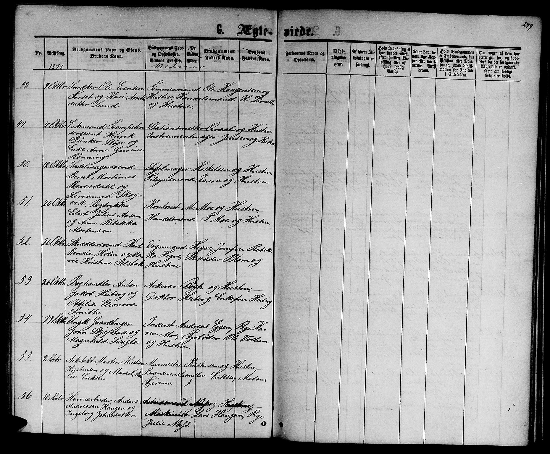 Ministerialprotokoller, klokkerbøker og fødselsregistre - Sør-Trøndelag, SAT/A-1456/601/L0087: Parish register (copy) no. 601C05, 1864-1881, p. 249