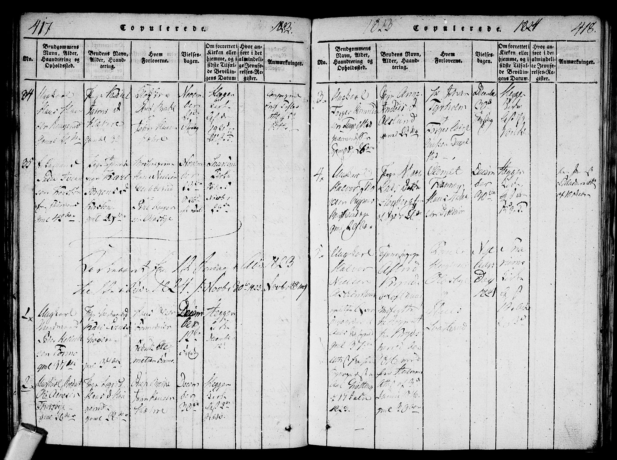 Modum kirkebøker, AV/SAKO-A-234/F/Fa/L0004: Parish register (official) no. 4, 1818-1824, p. 417-418