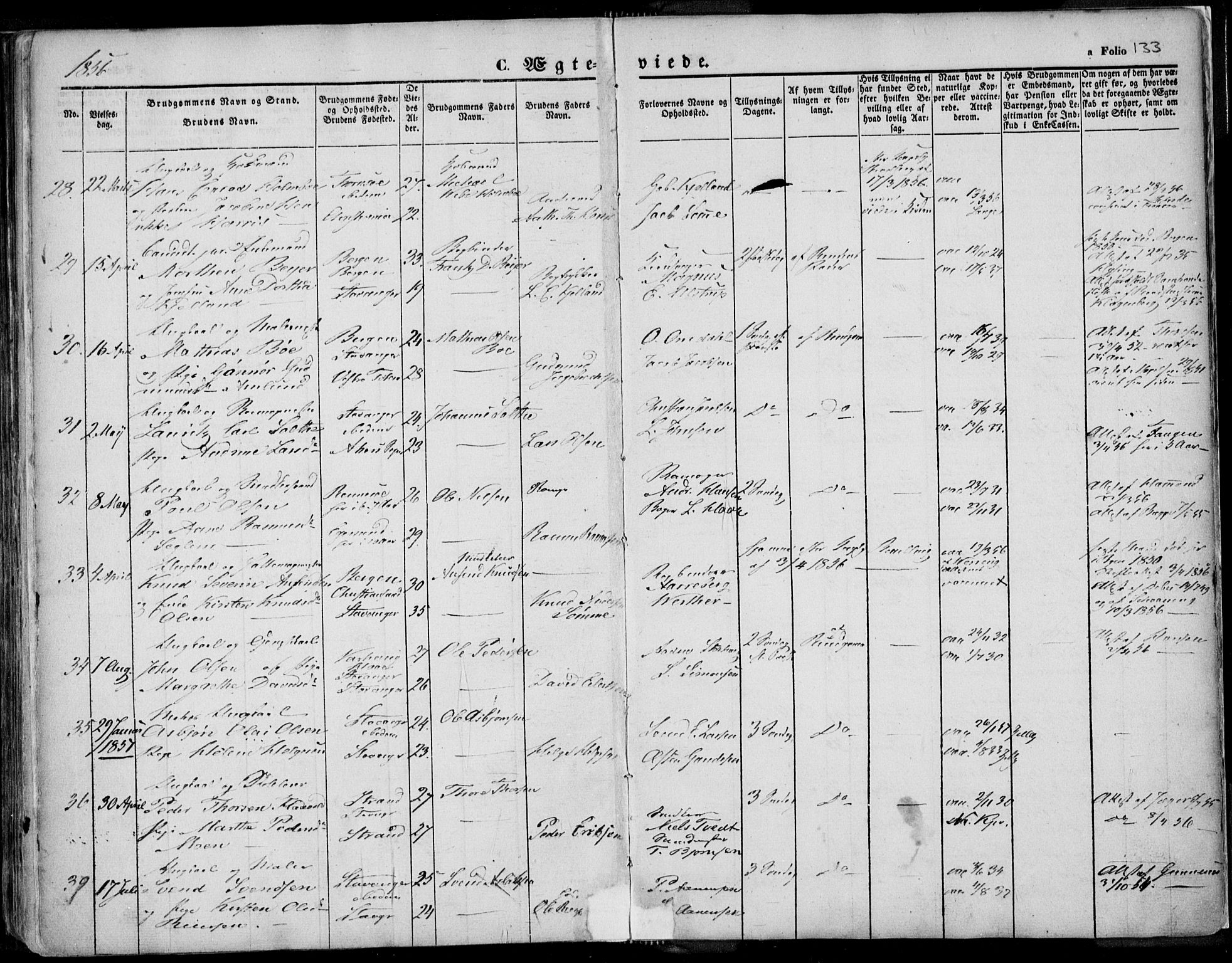 Domkirken sokneprestkontor, AV/SAST-A-101812/001/30/30BA/L0015: Parish register (official) no. A 14, 1842-1857, p. 133