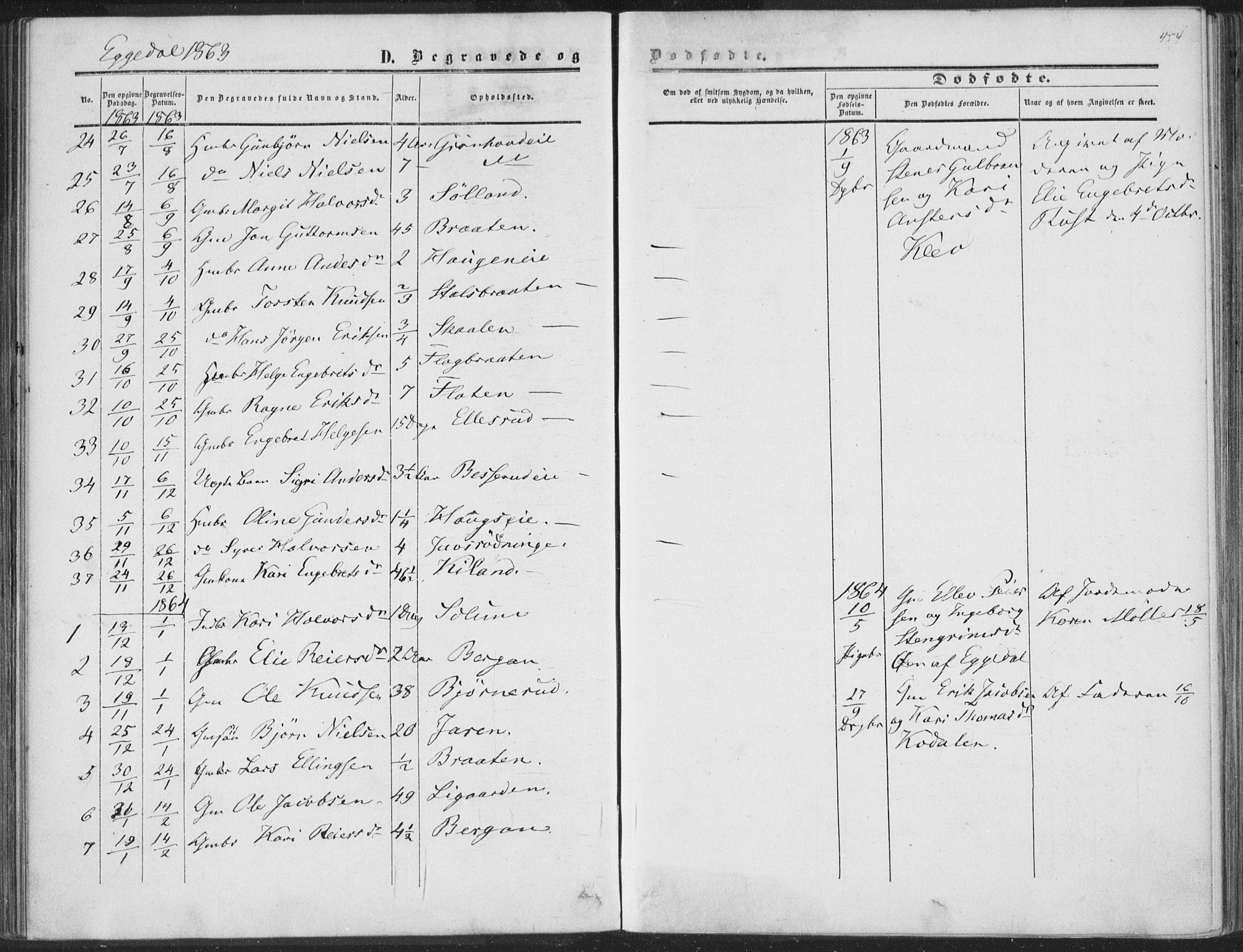 Sigdal kirkebøker, AV/SAKO-A-245/F/Fa/L0009b: Parish register (official) no. I 9B, 1860-1871, p. 454