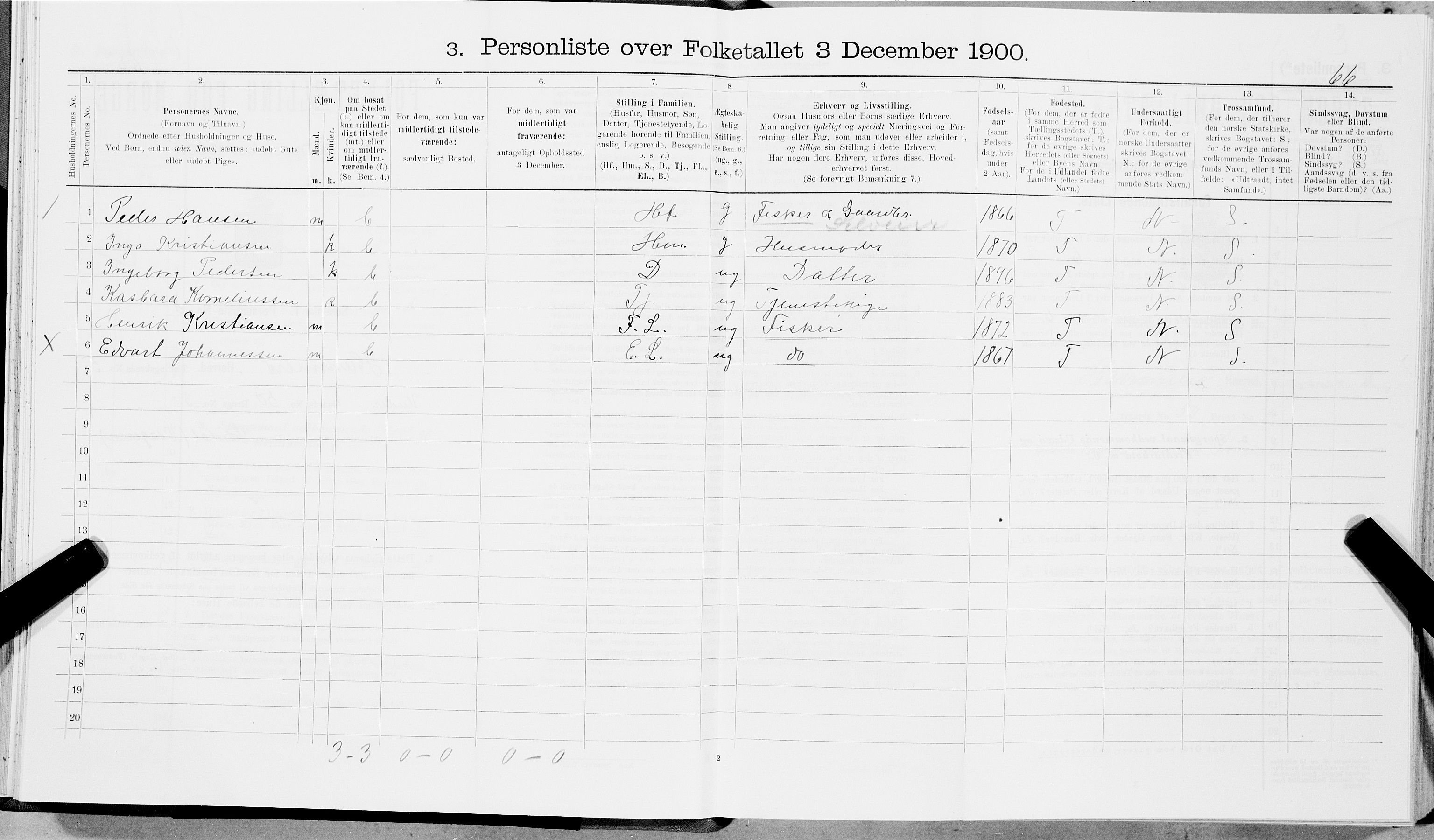 SAT, 1900 census for Hamarøy, 1900, p. 555