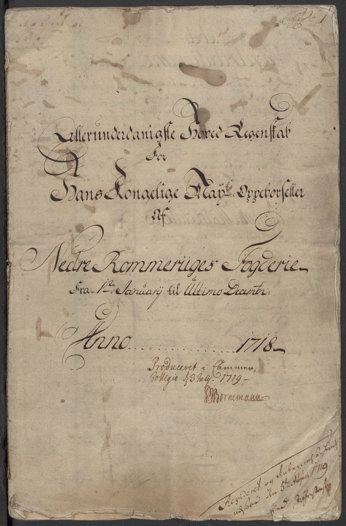 Rentekammeret inntil 1814, Reviderte regnskaper, Fogderegnskap, RA/EA-4092/R11/L0600: Fogderegnskap Nedre Romerike, 1718, p. 3