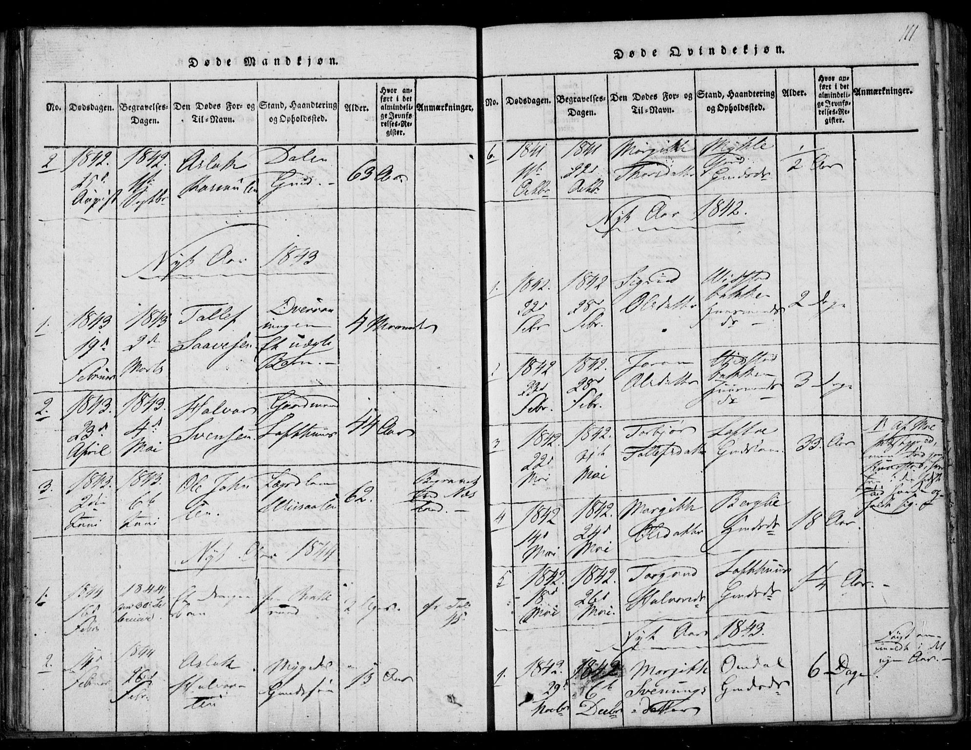 Lårdal kirkebøker, SAKO/A-284/F/Fb/L0001: Parish register (official) no. II 1, 1815-1860, p. 111