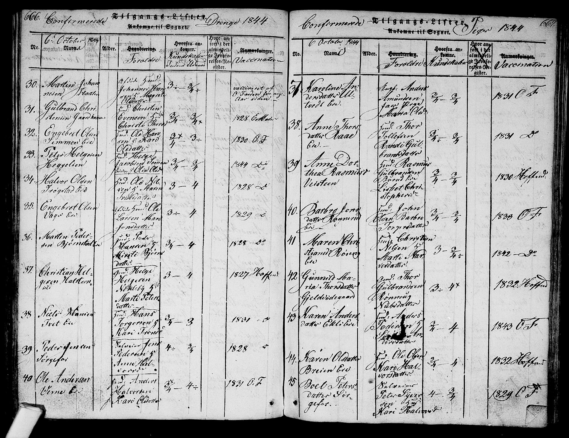 Norderhov kirkebøker, SAKO/A-237/G/Ga/L0003: Parish register (copy) no. I 3 /1, 1814-1876, p. 666-667