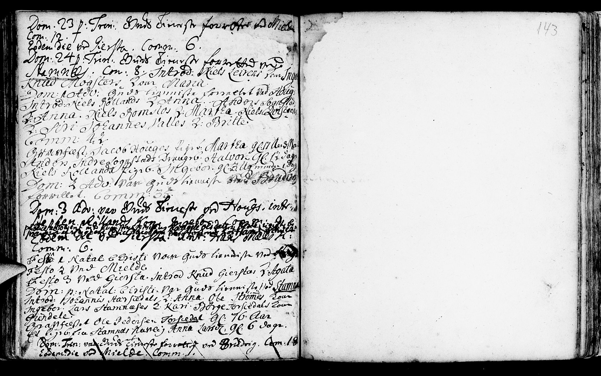 Haus sokneprestembete, SAB/A-75601/H/Haa: Parish register (official) no. A 5, 1733-1747, p. 143