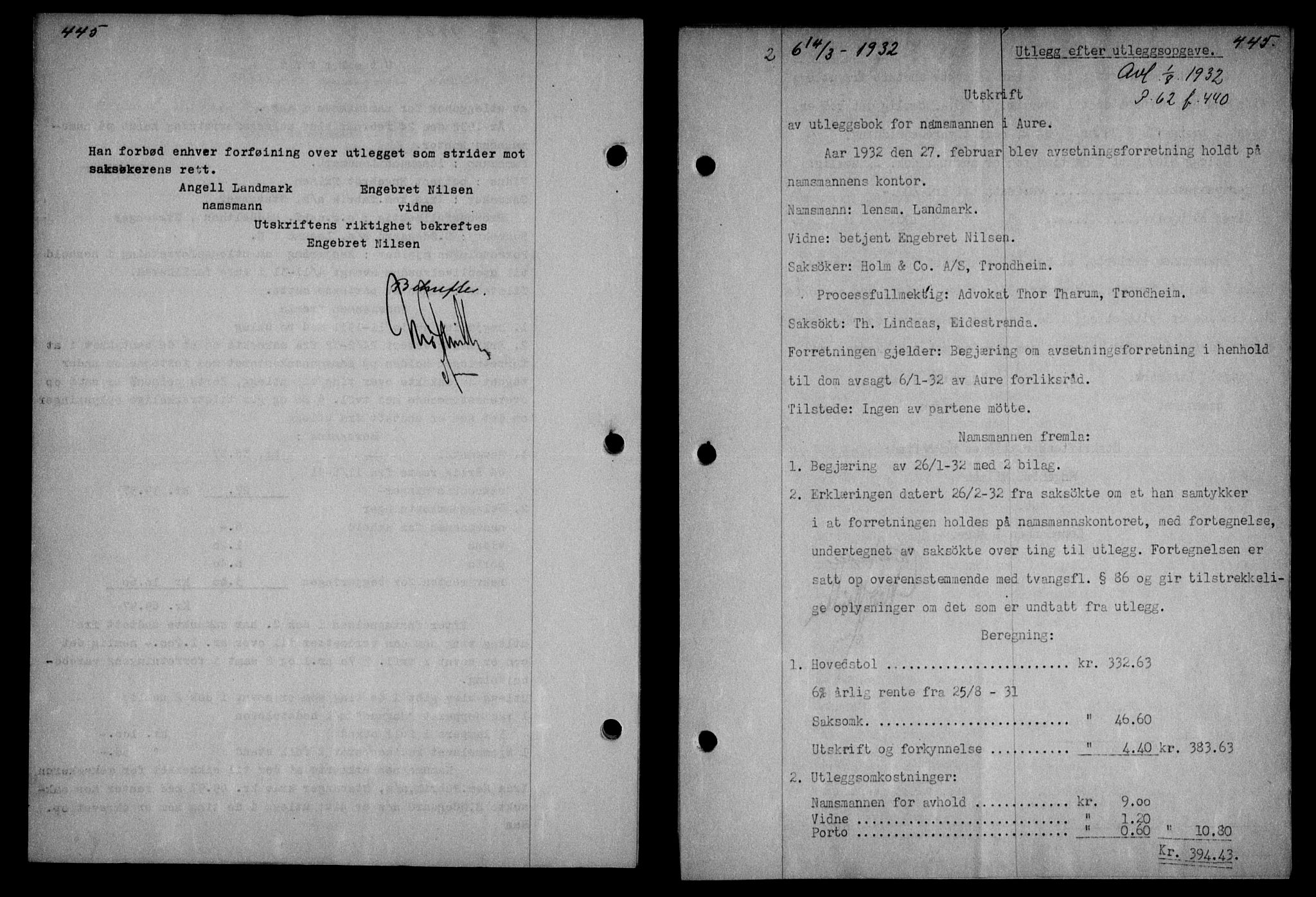 Nordmøre sorenskriveri, AV/SAT-A-4132/1/2/2Ca: Mortgage book no. 64, 1931-1932, Deed date: 14.03.1932