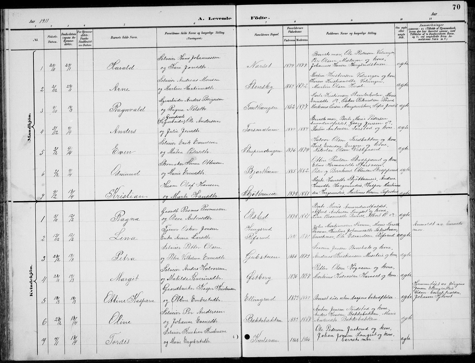 Romedal prestekontor, AV/SAH-PREST-004/L/L0013: Parish register (copy) no. 13, 1896-1937, p. 70