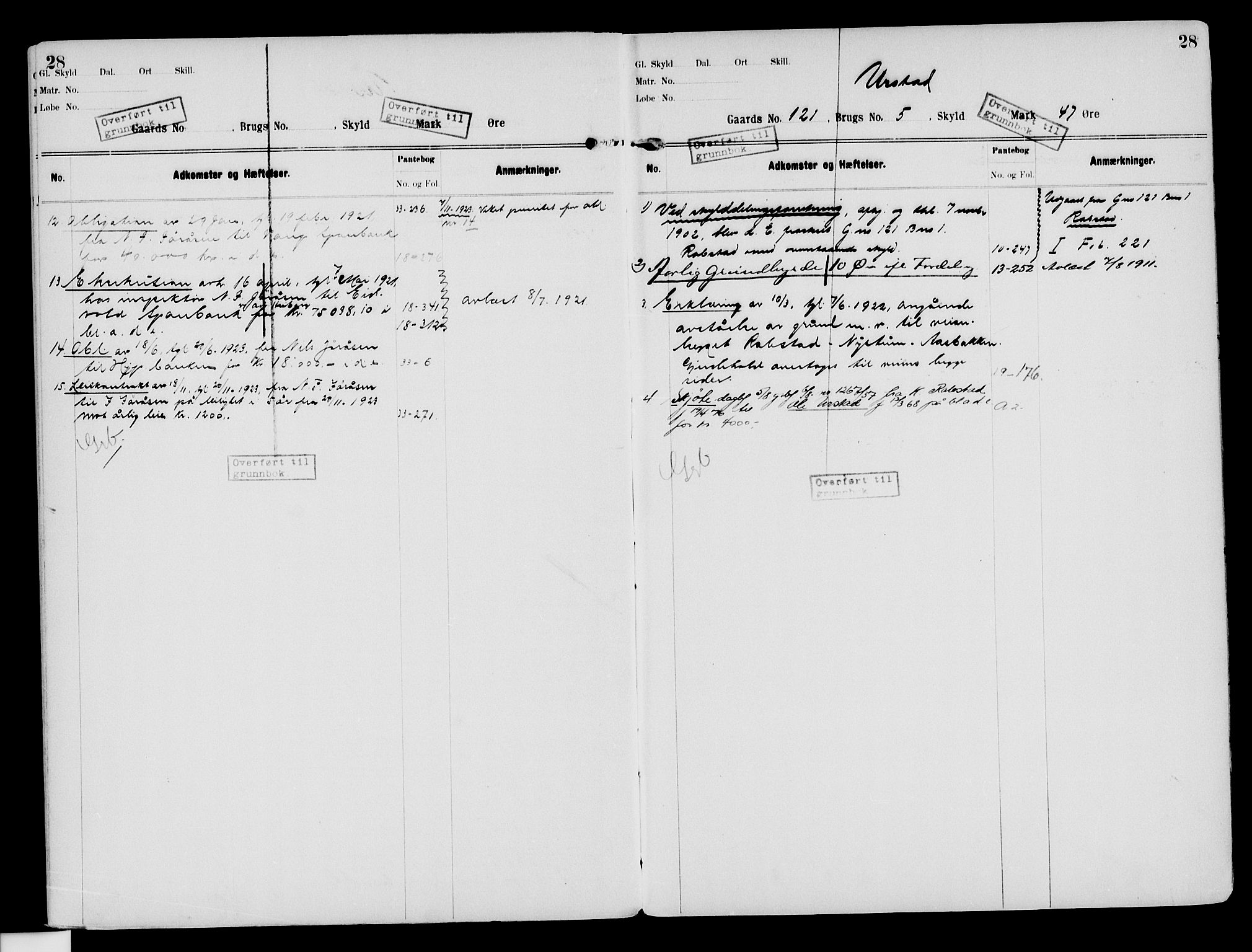 Nord-Hedmark sorenskriveri, SAH/TING-012/H/Ha/Had/Hade/L0003: Mortgage register no. 4.3, 1899-1940, p. 28