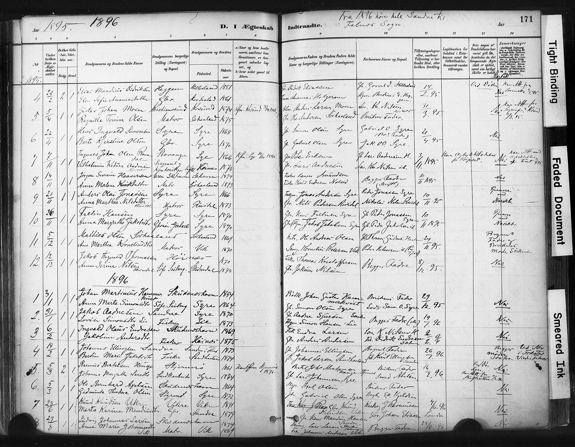 Skudenes sokneprestkontor, AV/SAST-A -101849/H/Ha/Haa/L0009: Parish register (official) no. A 6, 1882-1912, p. 171