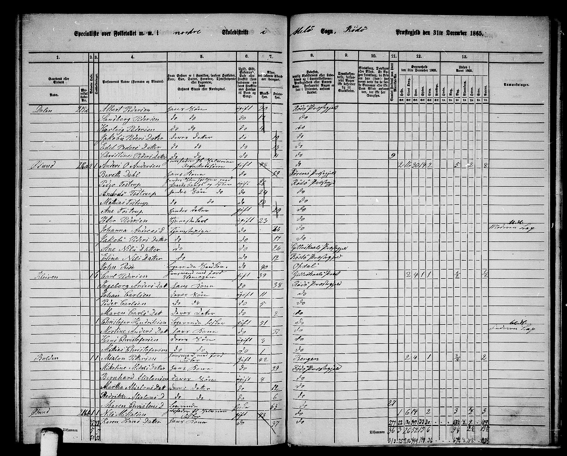 RA, 1865 census for Rødøy, 1865, p. 155