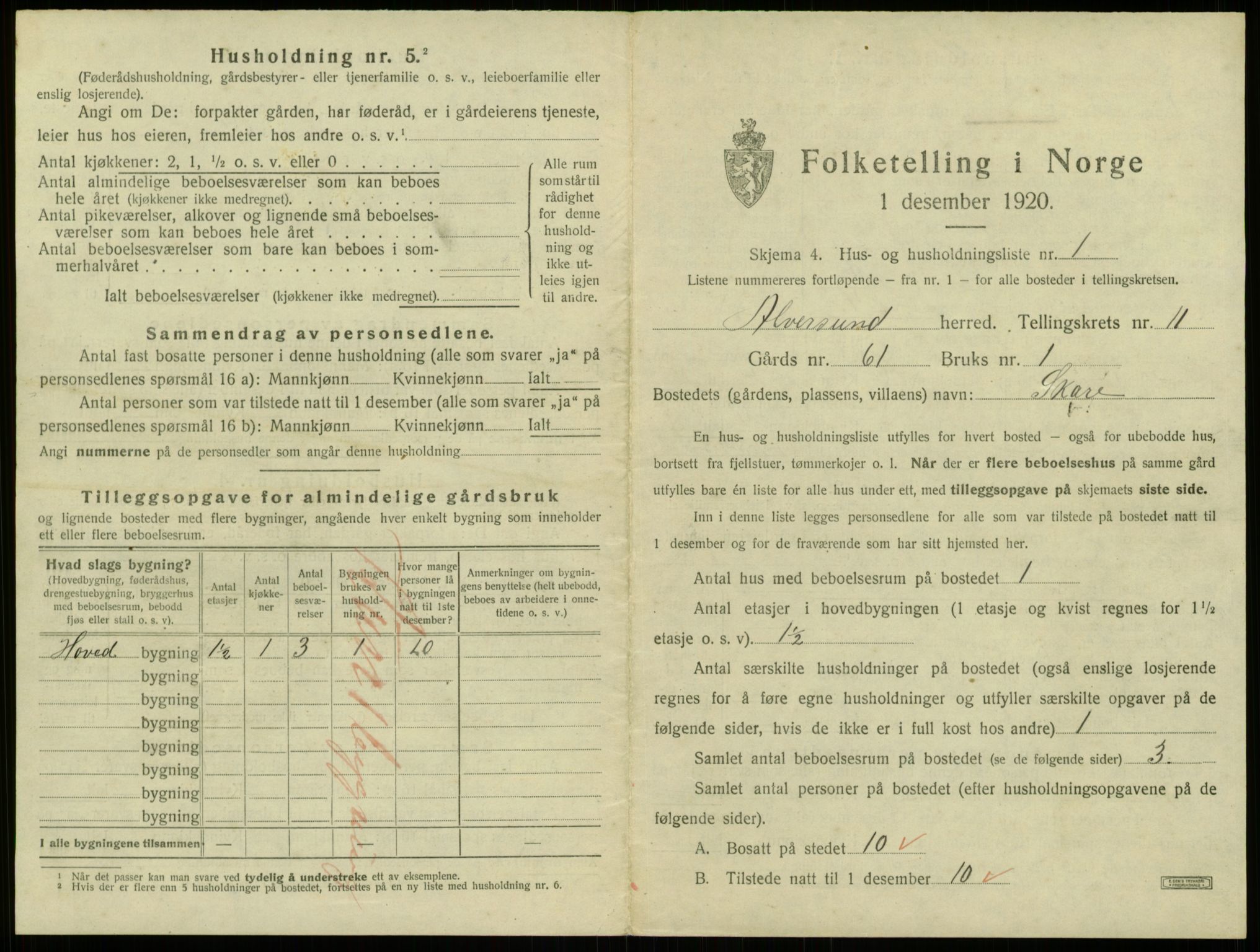 SAB, 1920 census for Alversund, 1920, p. 862