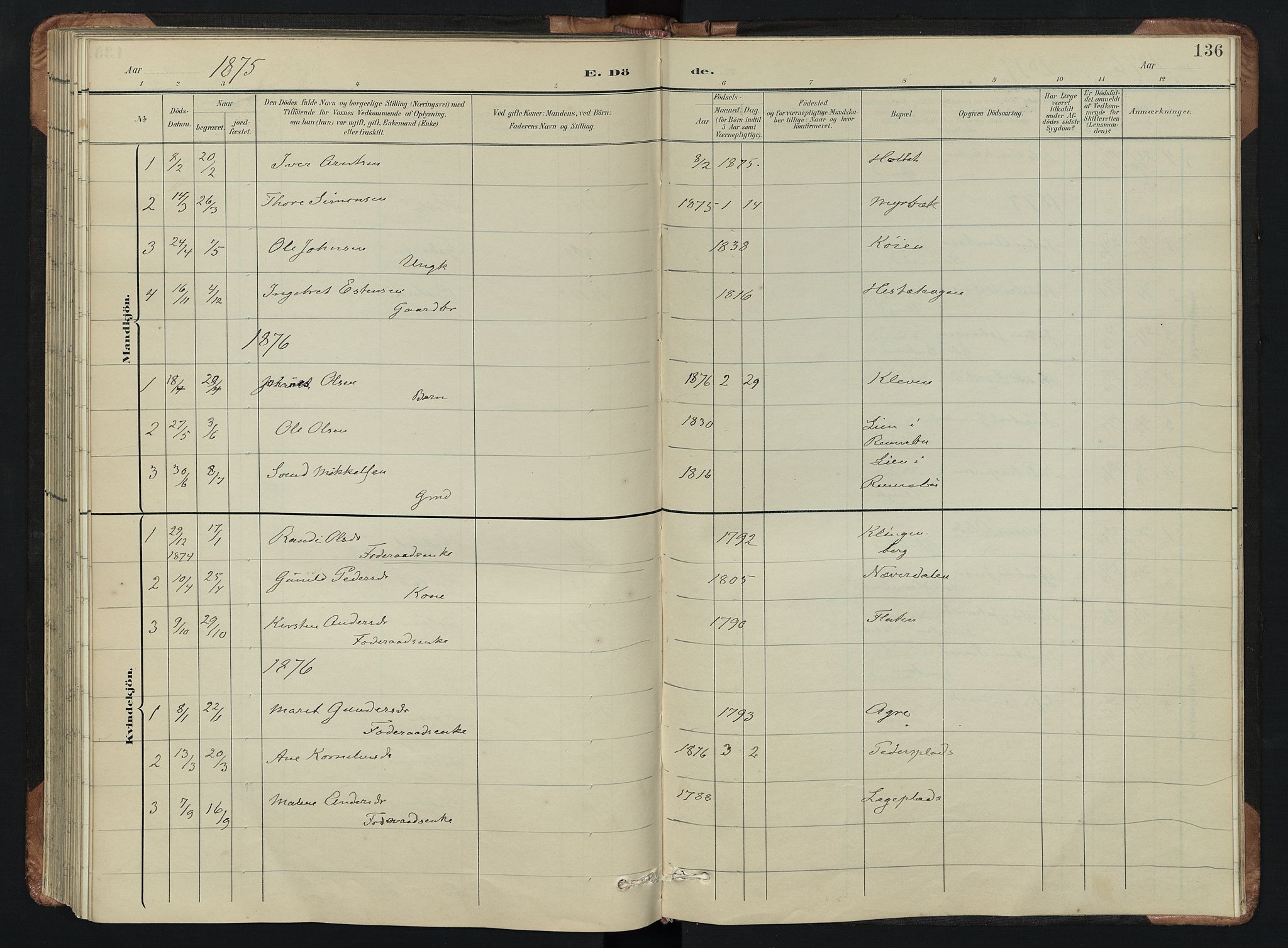 Kvikne prestekontor, SAH/PREST-064/H/Ha/Hab/L0002: Parish register (copy) no. 2, 1859-1901, p. 136