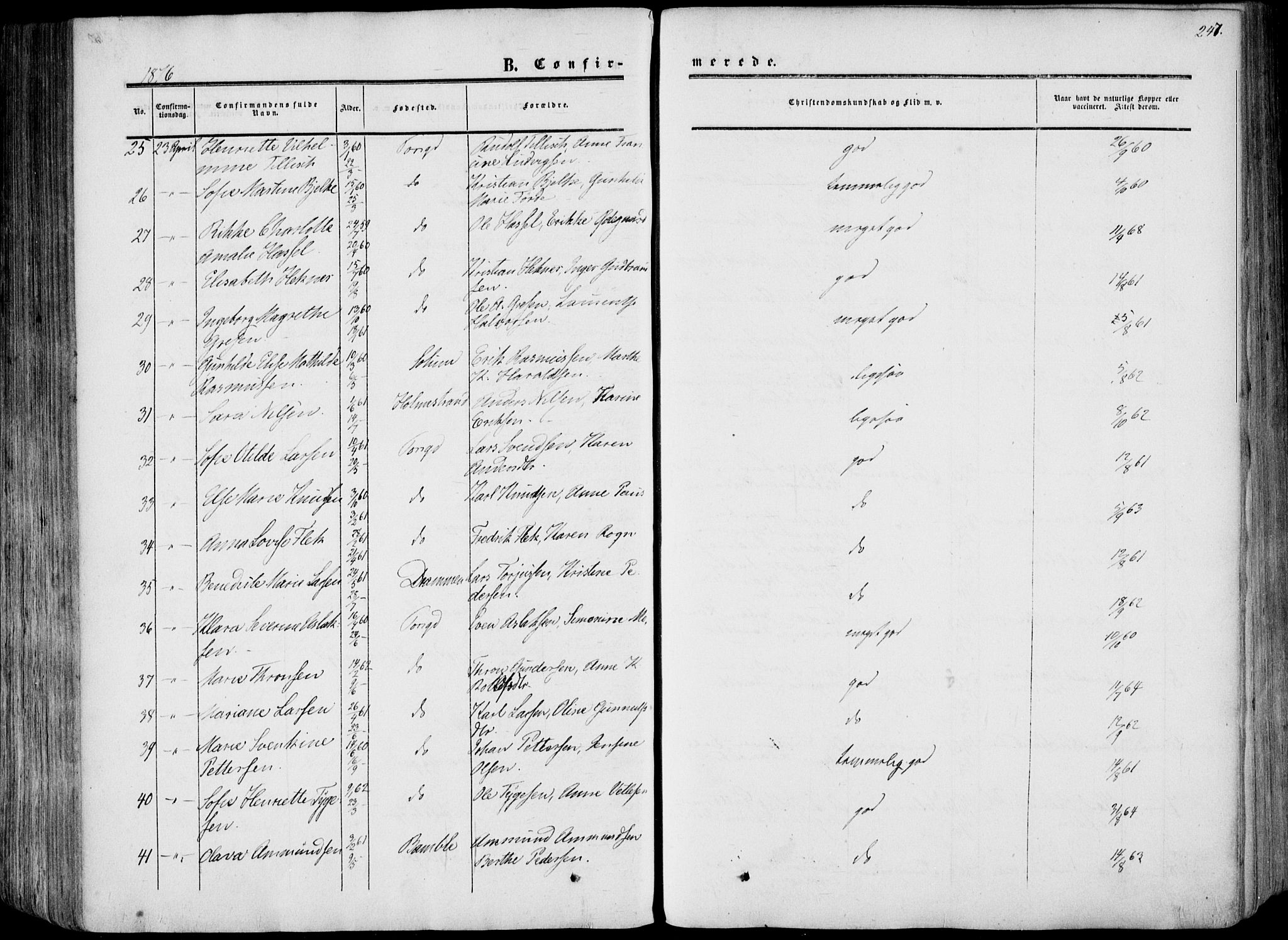 Porsgrunn kirkebøker , AV/SAKO-A-104/F/Fa/L0007: Parish register (official) no. 7, 1858-1877, p. 247