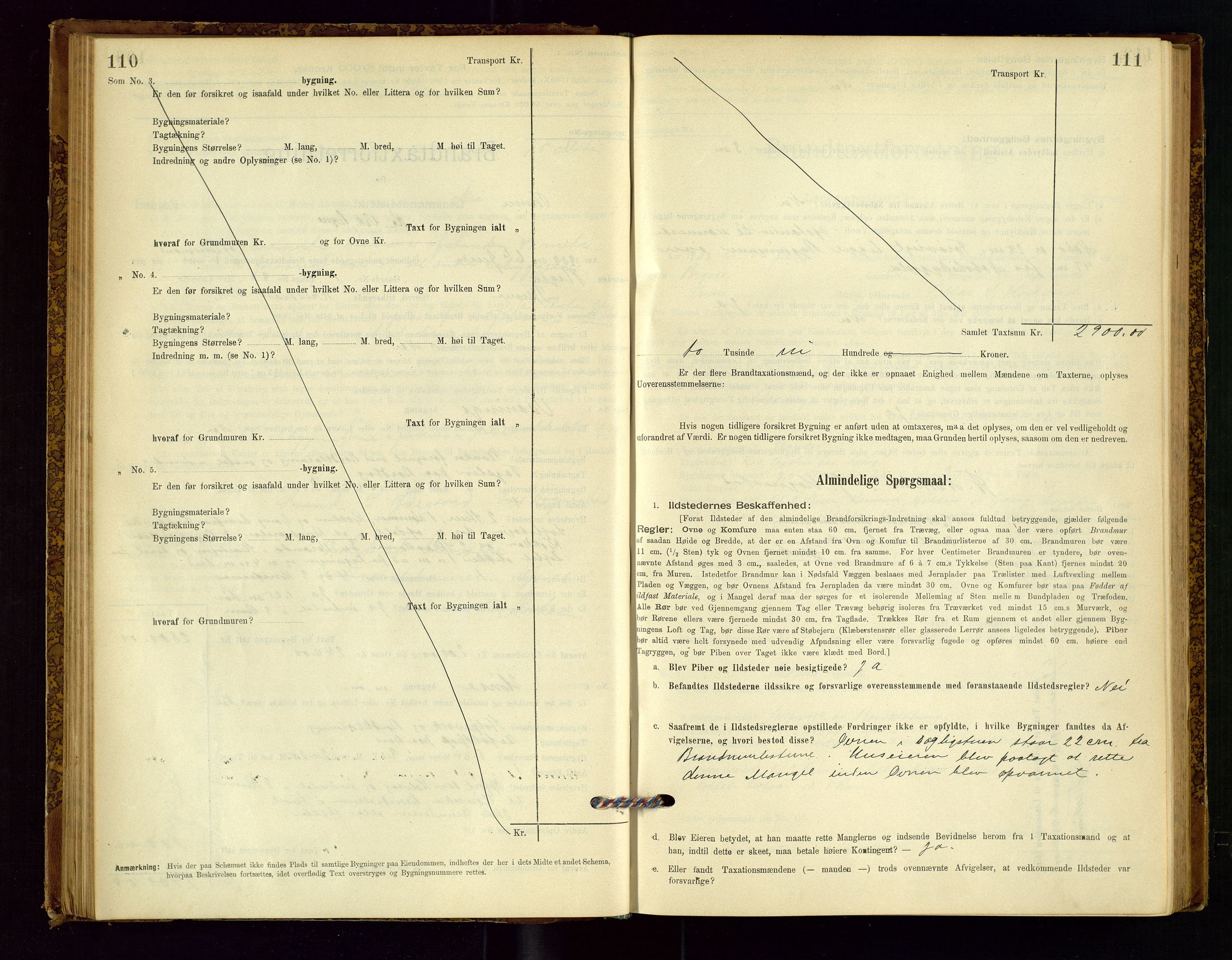 Time lensmannskontor, AV/SAST-A-100420/Gob/L0001: Branntakstprotokoll, 1896-1914, p. 110-111