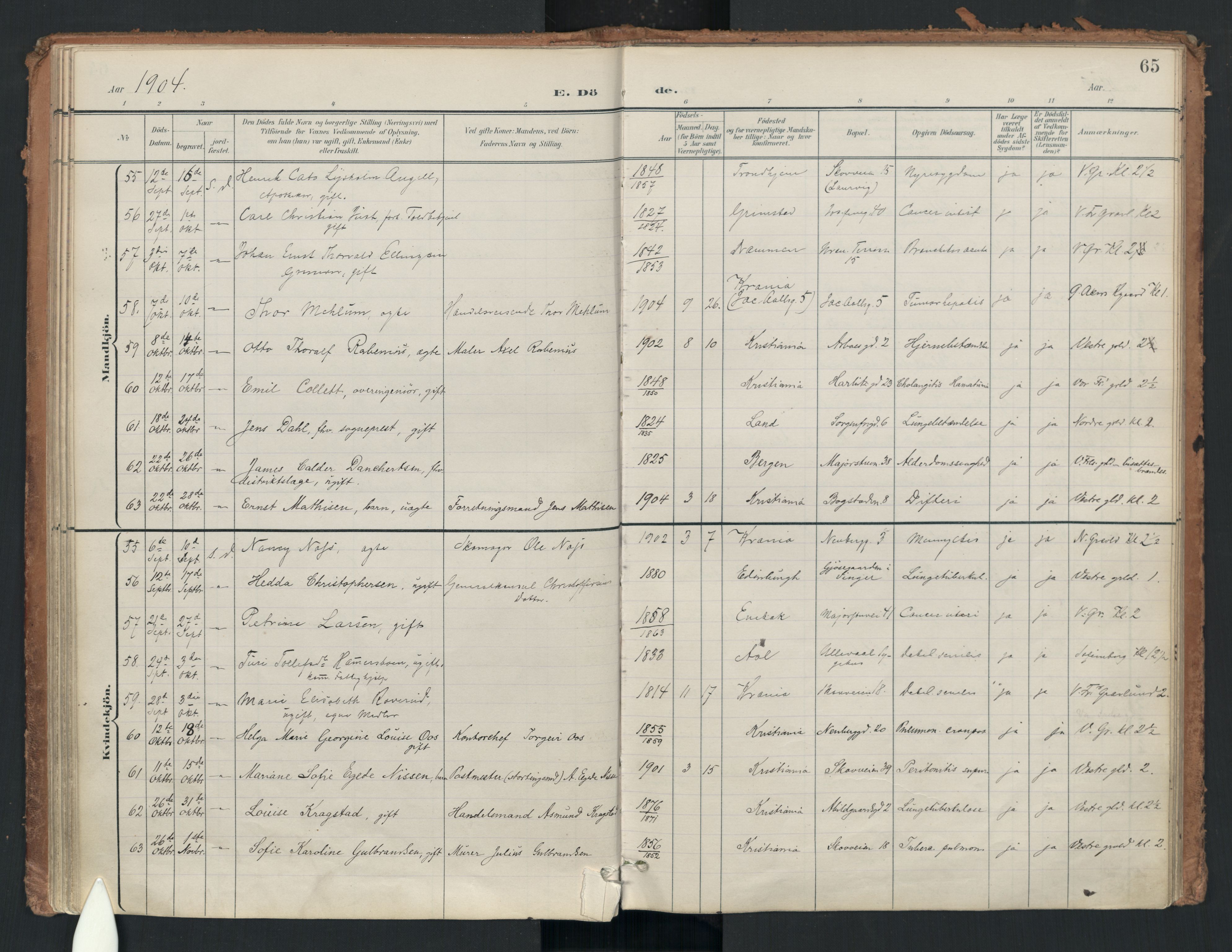 Uranienborg prestekontor Kirkebøker, AV/SAO-A-10877/F/Fa/L0008: Parish register (official) no. 8, 1898-1936, p. 65