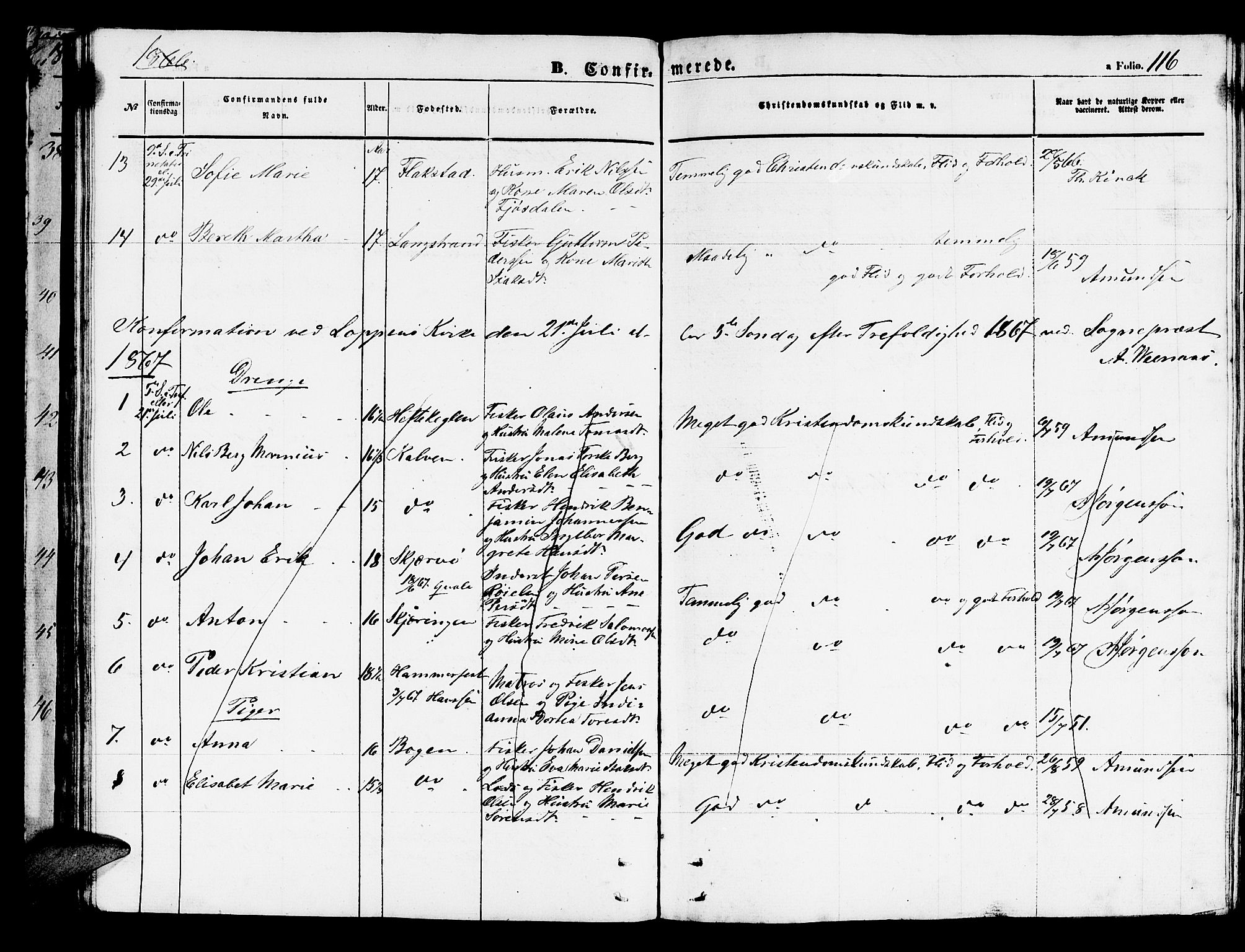 Loppa sokneprestkontor, SATØ/S-1339/H/Hb/L0002klokker: Parish register (copy) no. 2, 1850-1880, p. 116