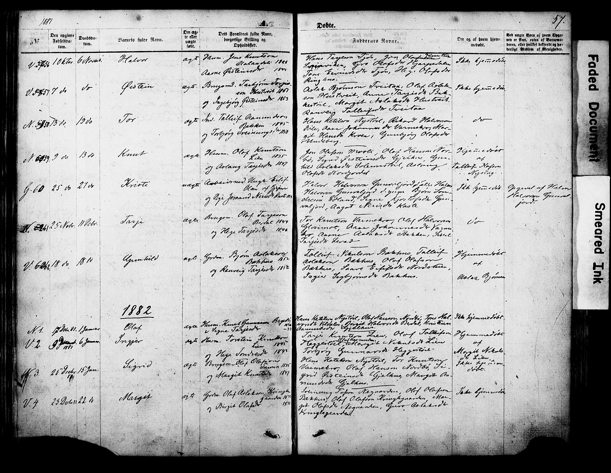 Vinje kirkebøker, SAKO/A-312/F/Fa/L0005: Parish register (official) no. I 5, 1870-1886, p. 57