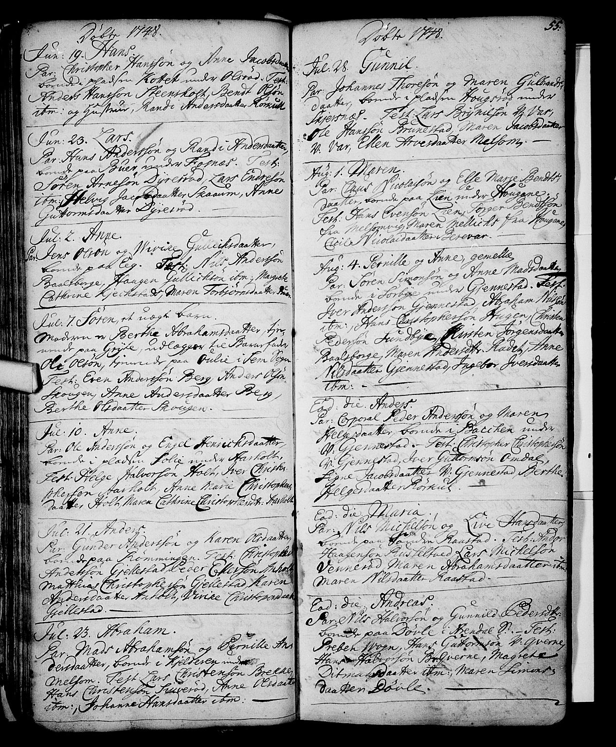 Stokke kirkebøker, AV/SAKO-A-320/F/Fa/L0002: Parish register (official) no. I 2, 1732-1770, p. 55