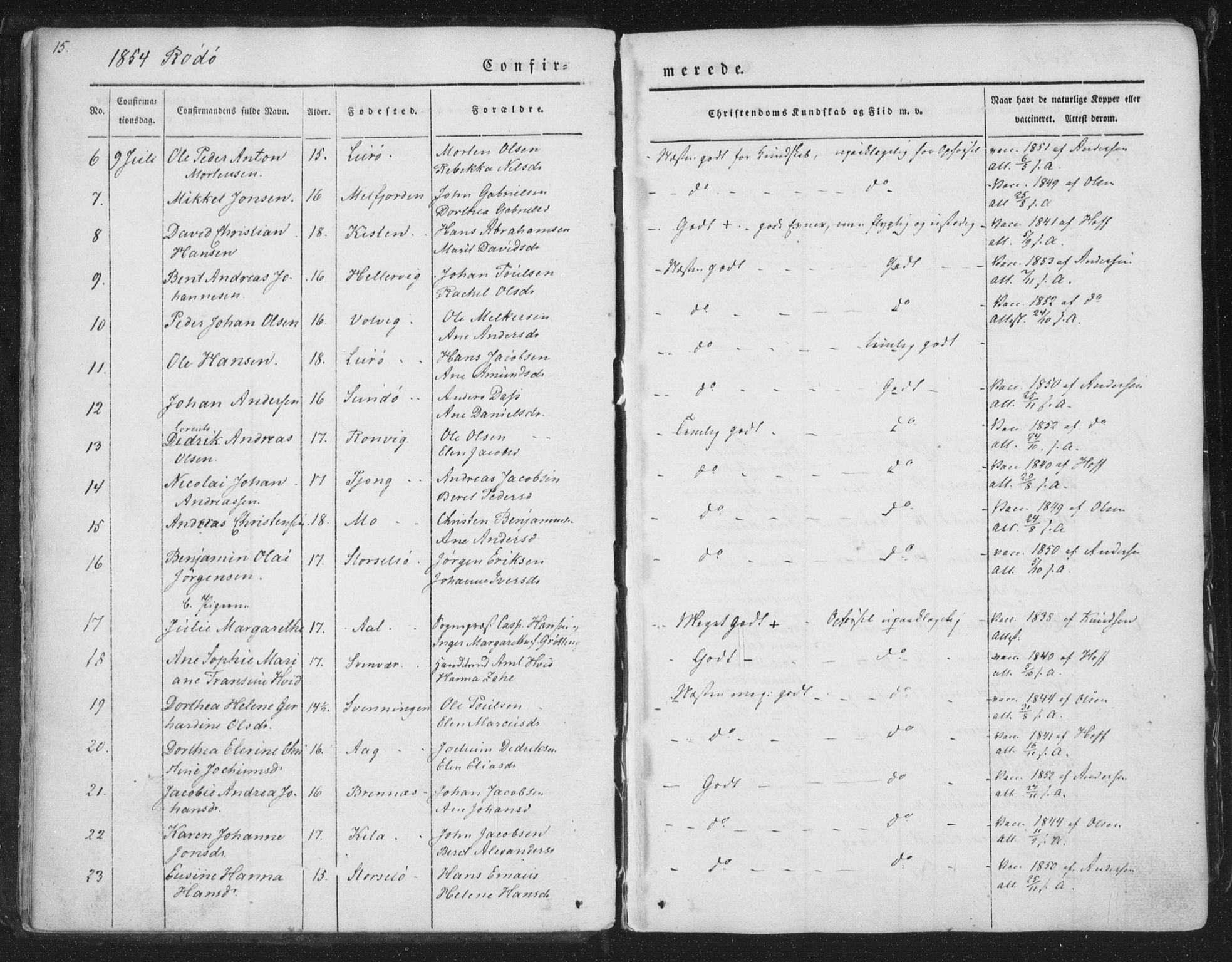 Ministerialprotokoller, klokkerbøker og fødselsregistre - Nordland, AV/SAT-A-1459/841/L0604: Parish register (official) no. 841A09 /1, 1845-1862, p. 15