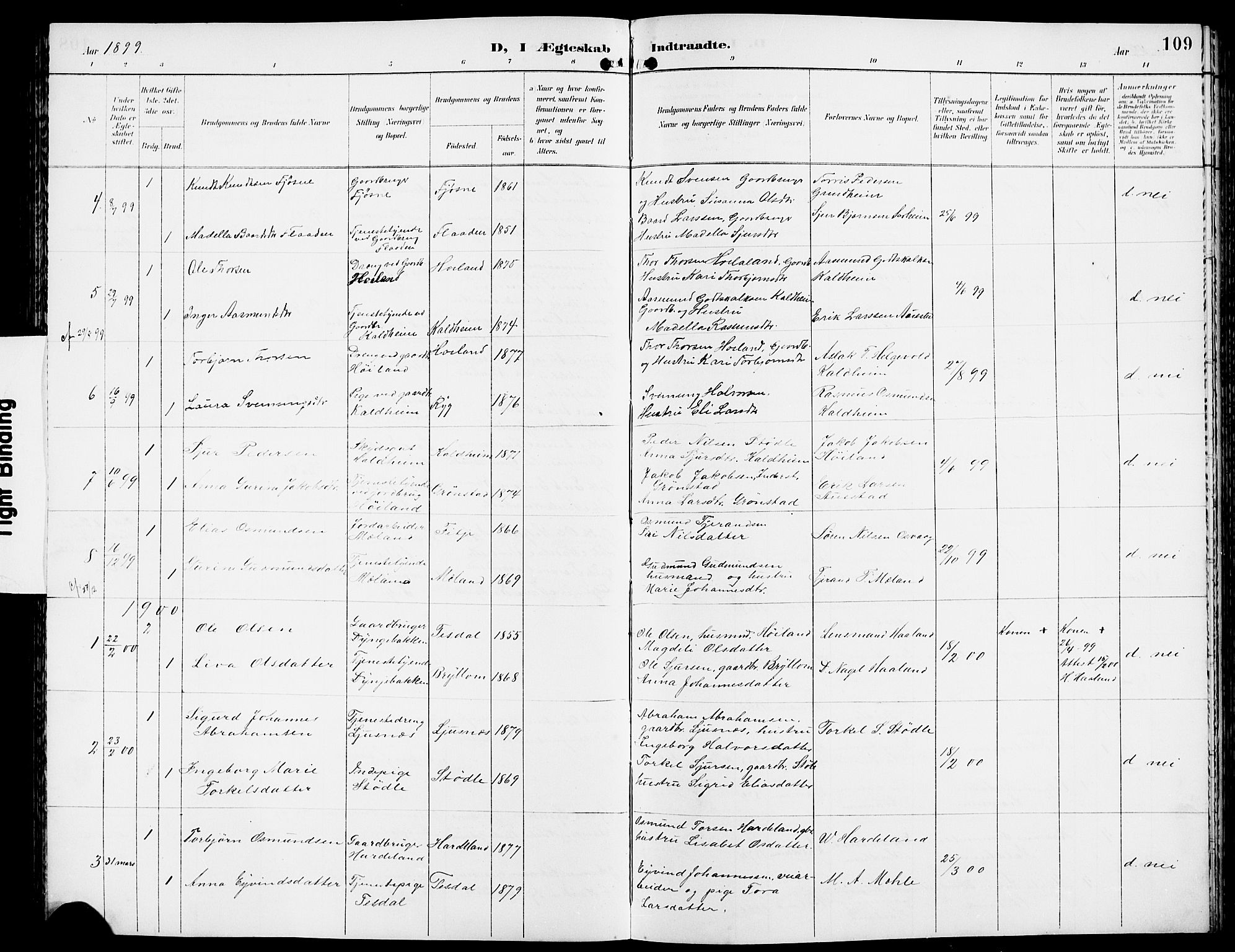 Etne sokneprestembete, SAB/A-75001/H/Hab: Parish register (copy) no. A 6, 1897-1924, p. 109