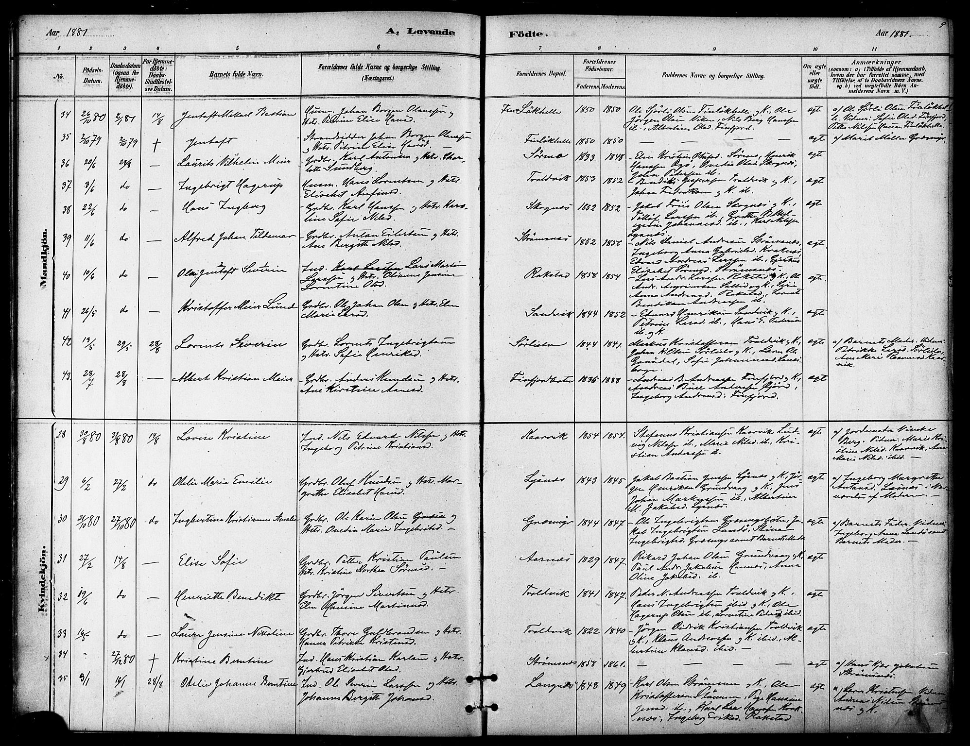 Lenvik sokneprestembete, SATØ/S-1310/H/Ha/Haa/L0011kirke: Parish register (official) no. 11, 1880-1889, p. 9