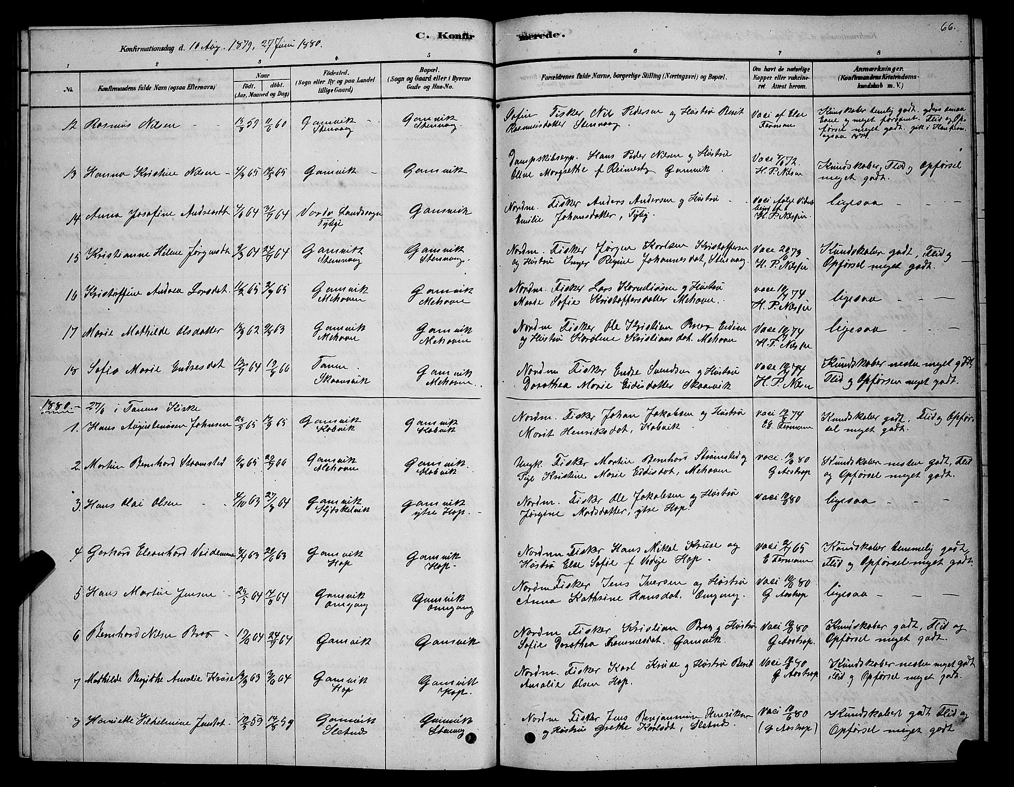Tana sokneprestkontor, SATØ/S-1334/H/Hb/L0005klokker: Parish register (copy) no. 5, 1878-1891, p. 66