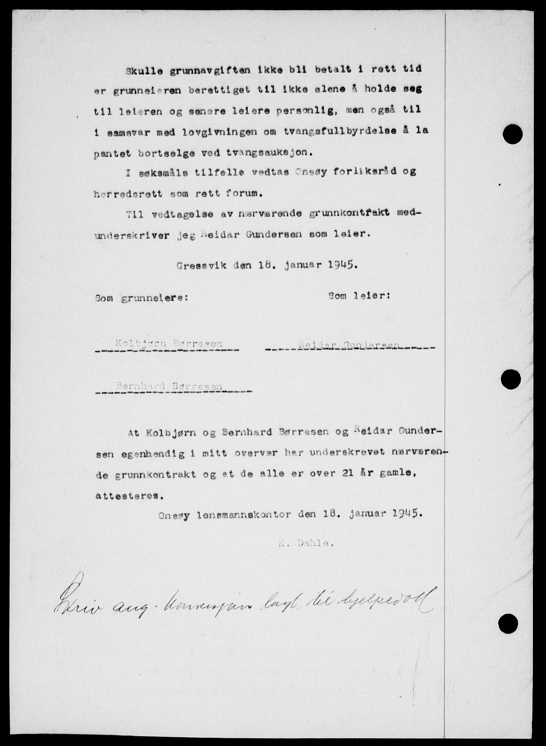 Onsøy sorenskriveri, SAO/A-10474/G/Ga/Gab/L0014: Mortgage book no. II A-14, 1944-1945, Diary no: : 166/1945