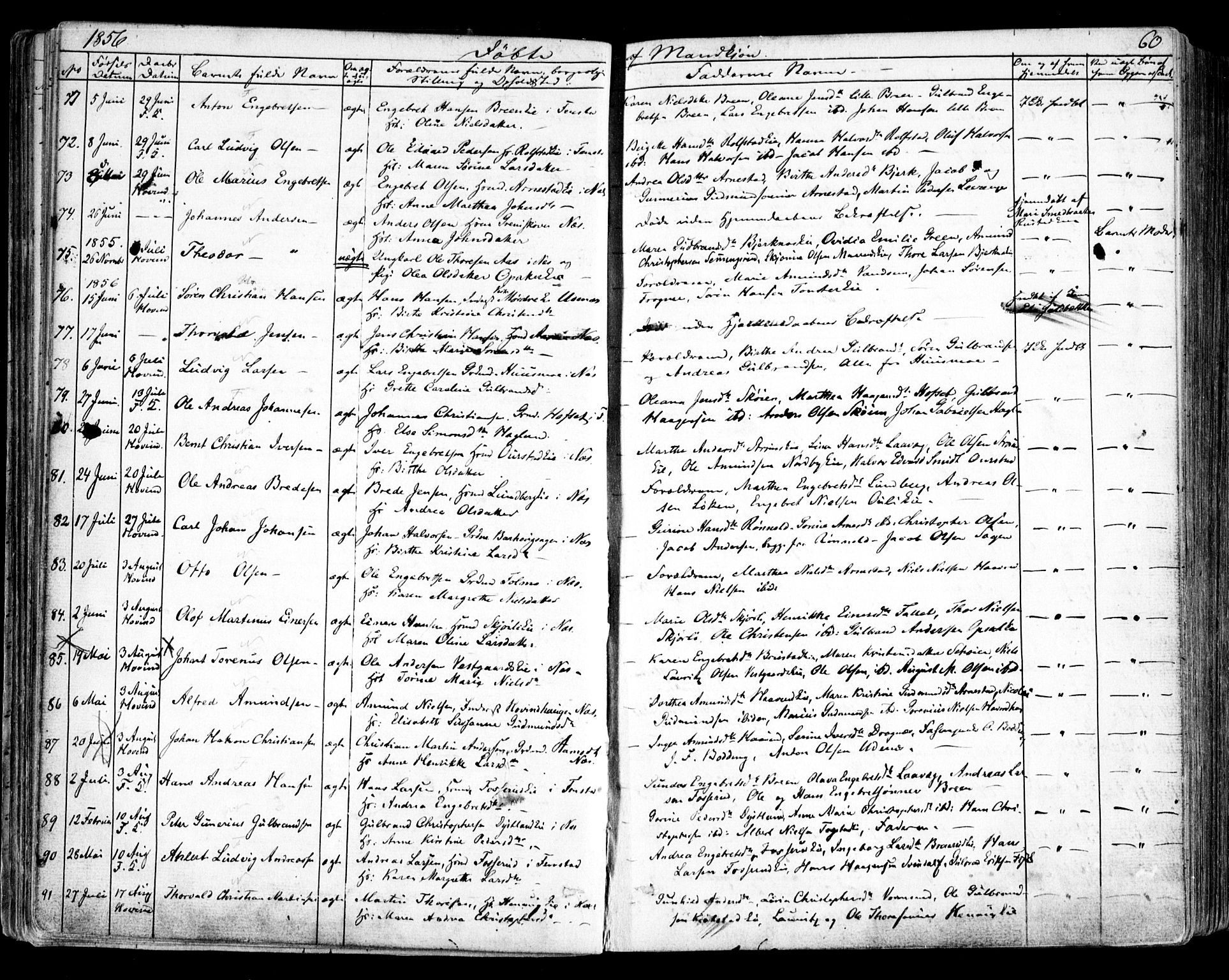 Nes prestekontor Kirkebøker, AV/SAO-A-10410/F/Fa/L0007: Parish register (official) no. I 7, 1846-1858, p. 60