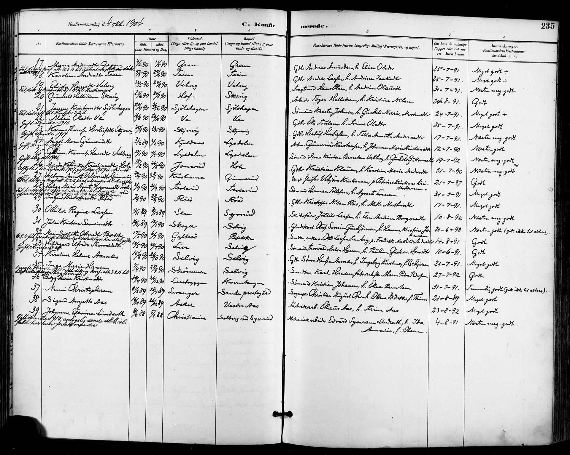 Sande Kirkebøker, SAKO/A-53/F/Fa/L0007: Parish register (official) no. 7, 1888-1903, p. 235