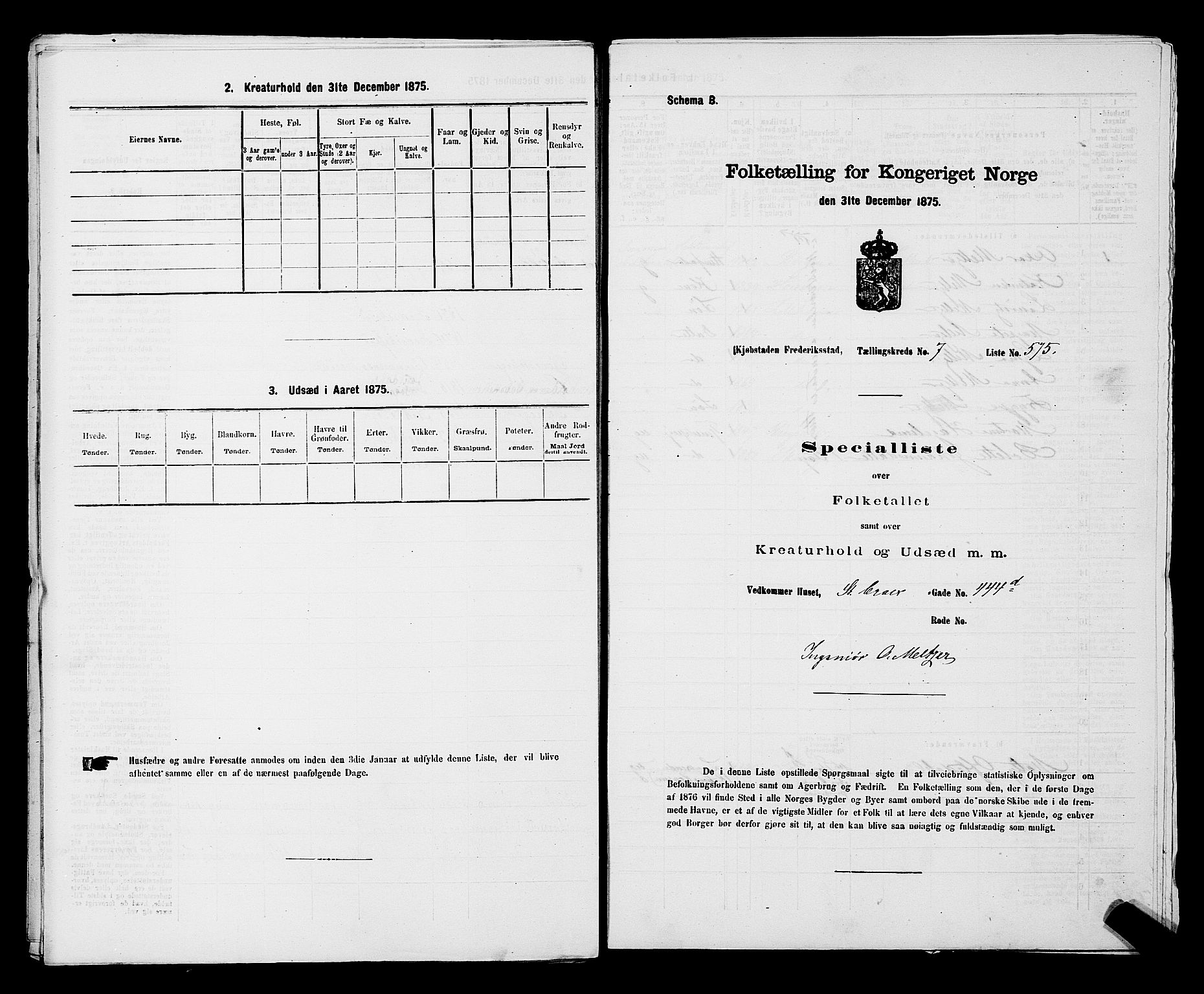 RA, 1875 census for 0103B Fredrikstad/Fredrikstad, 1875, p. 1315