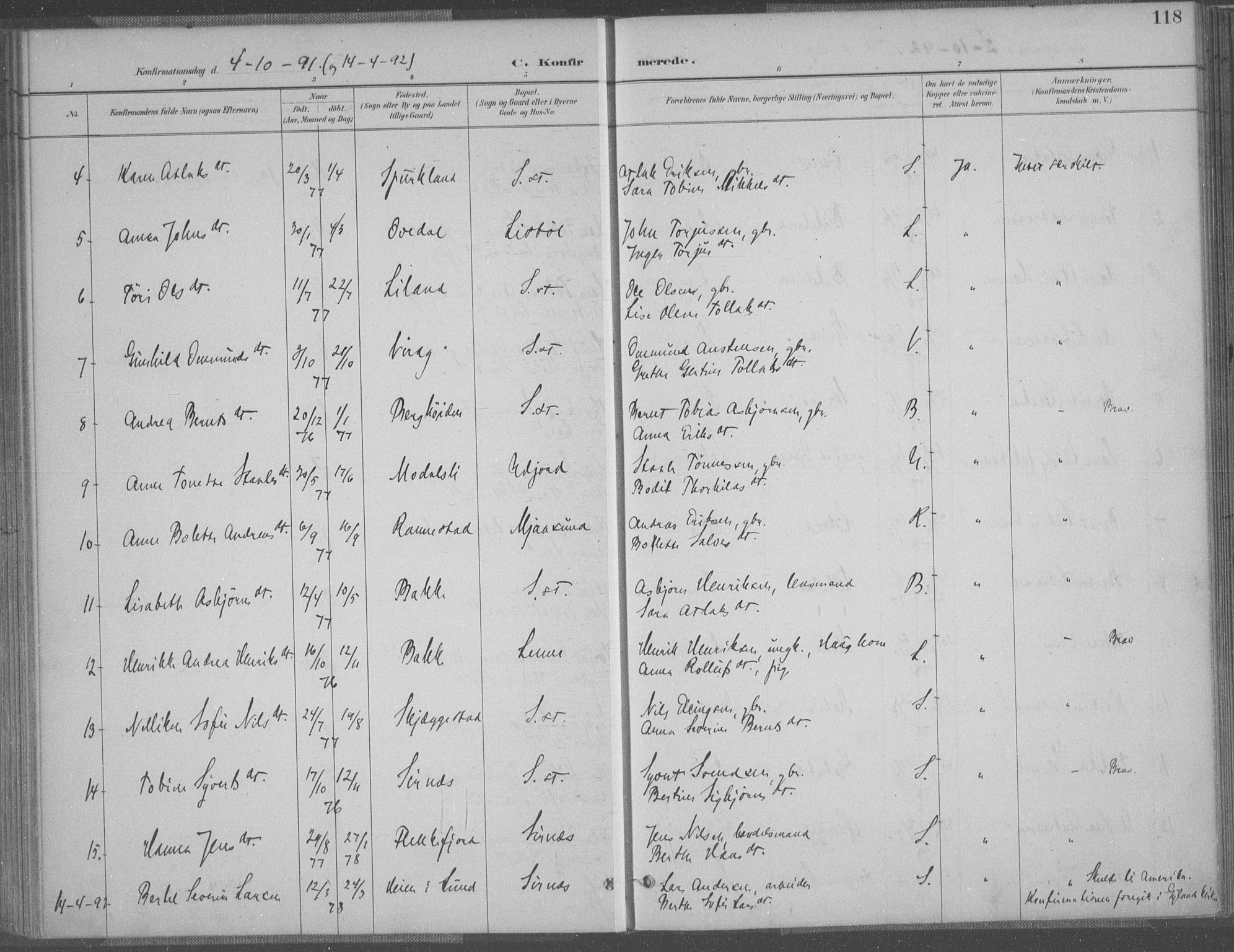 Bakke sokneprestkontor, SAK/1111-0002/F/Fa/Faa/L0008: Parish register (official) no. A 8, 1887-1911, p. 118