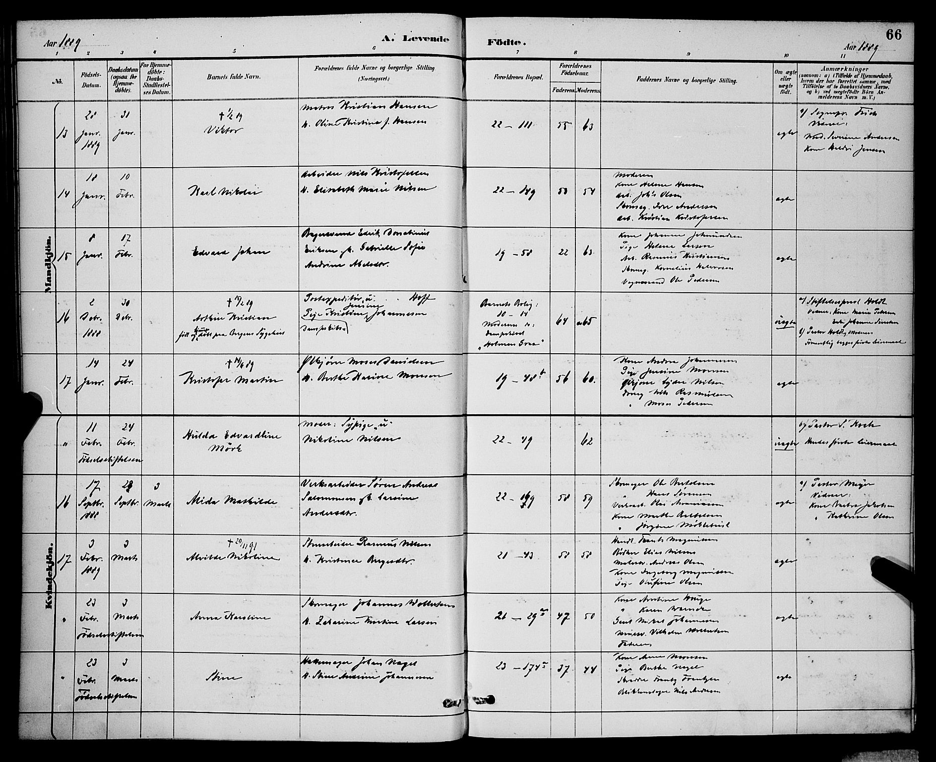 Korskirken sokneprestembete, AV/SAB-A-76101/H/Hab: Parish register (copy) no. B 9, 1887-1896, p. 66
