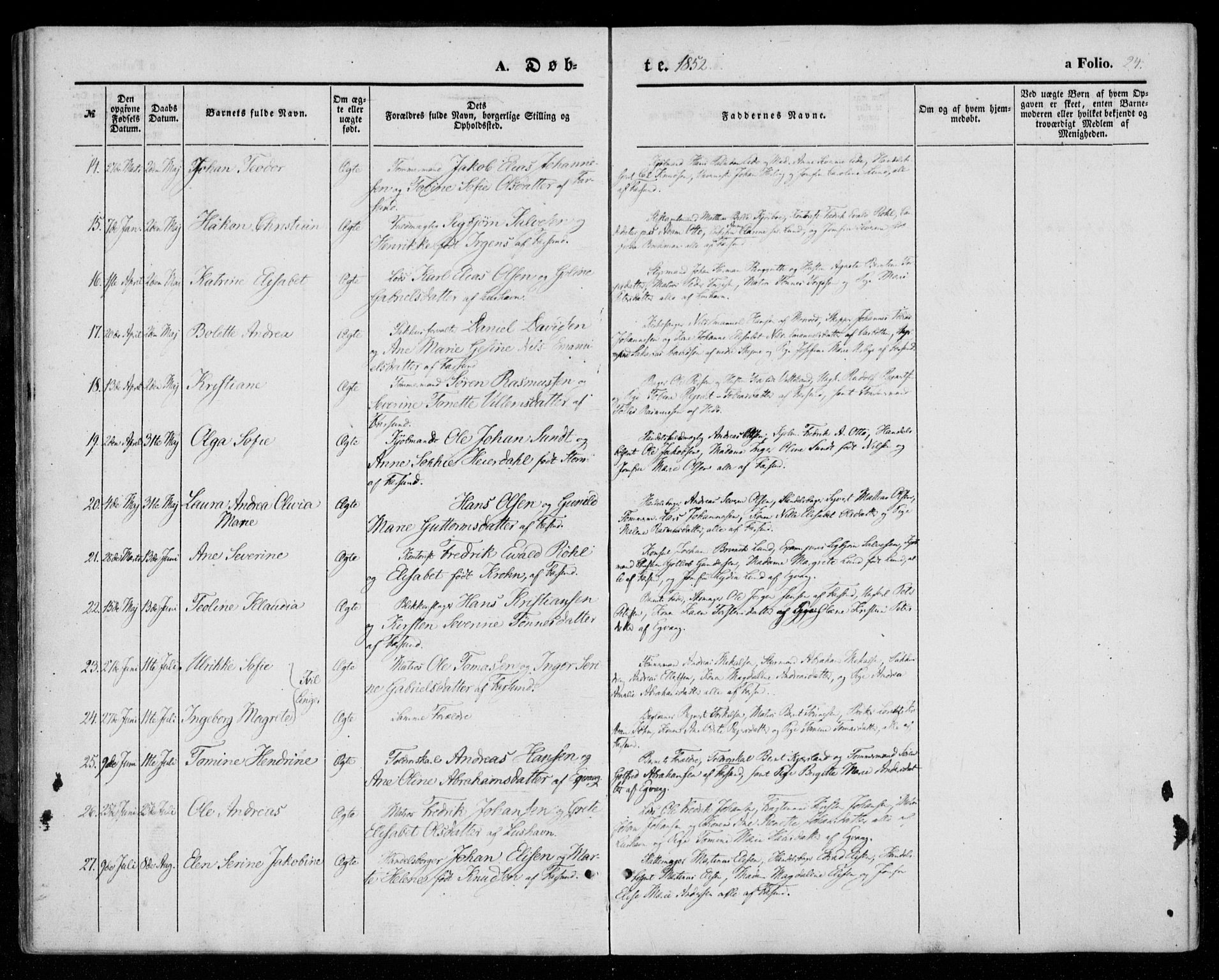 Farsund sokneprestkontor, SAK/1111-0009/F/Fa/L0004: Parish register (official) no. A 4, 1847-1863, p. 24