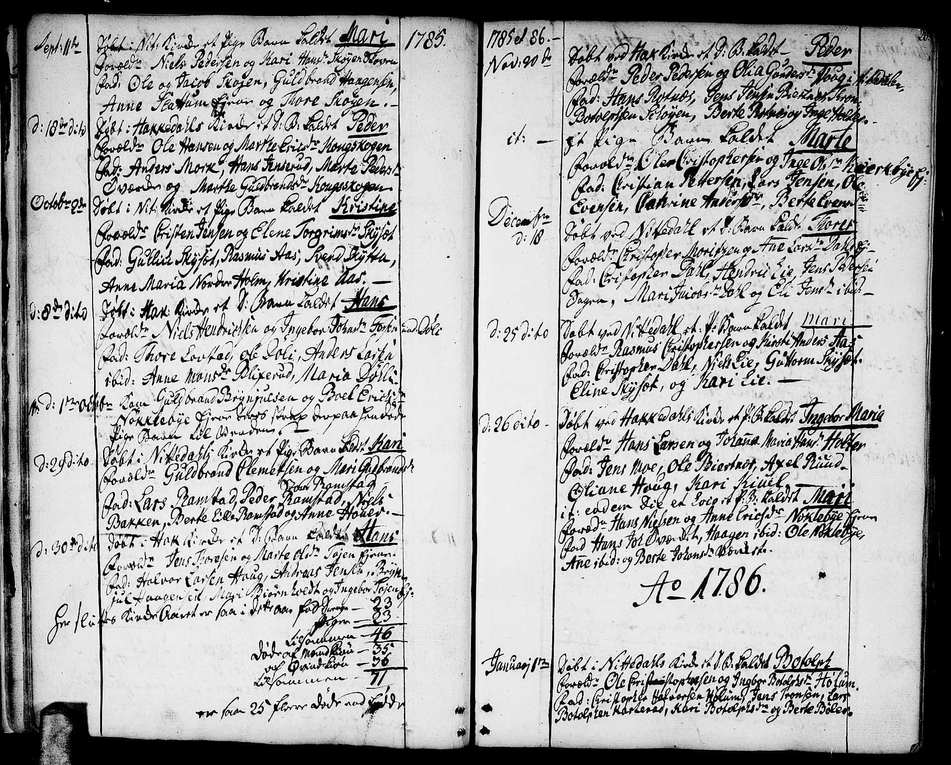 Nittedal prestekontor Kirkebøker, AV/SAO-A-10365a/F/Fa/L0002: Parish register (official) no. I 2, 1779-1814, p. 20