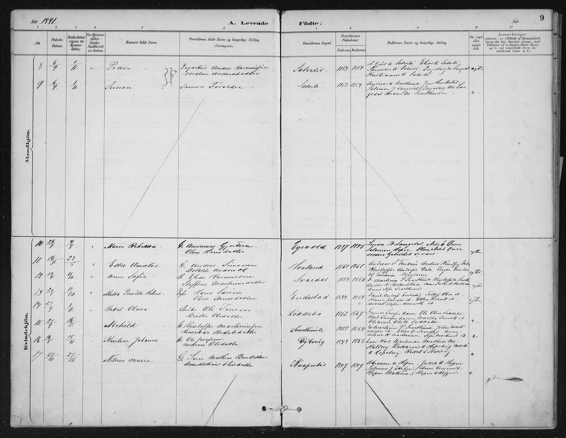 Kinn sokneprestembete, SAB/A-80801/H/Haa/Haae/L0001: Parish register (official) no. E 1, 1890-1916, p. 9