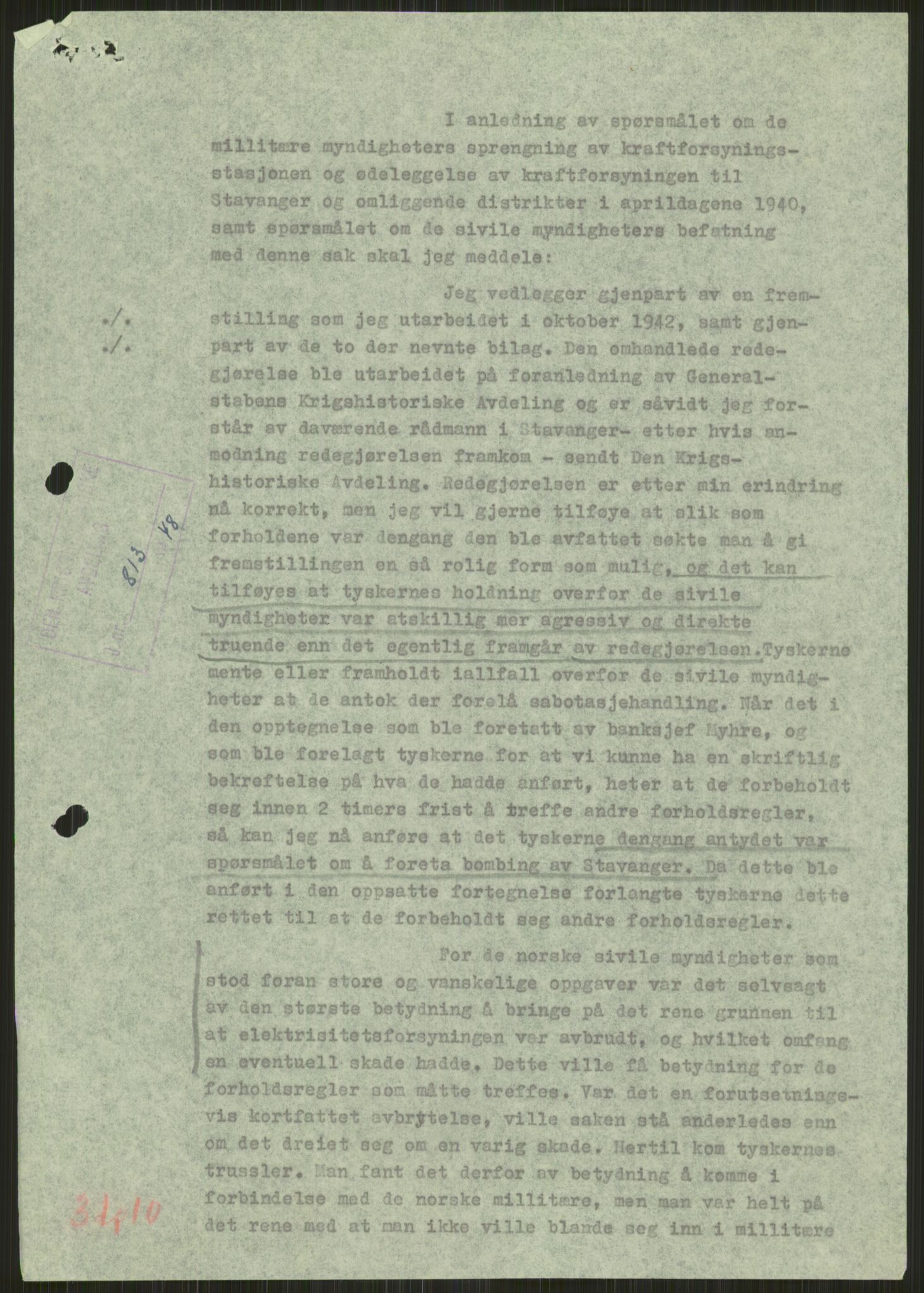 Forsvaret, Forsvarets krigshistoriske avdeling, AV/RA-RAFA-2017/Y/Ya/L0015: II-C-11-31 - Fylkesmenn.  Rapporter om krigsbegivenhetene 1940., 1940, p. 28