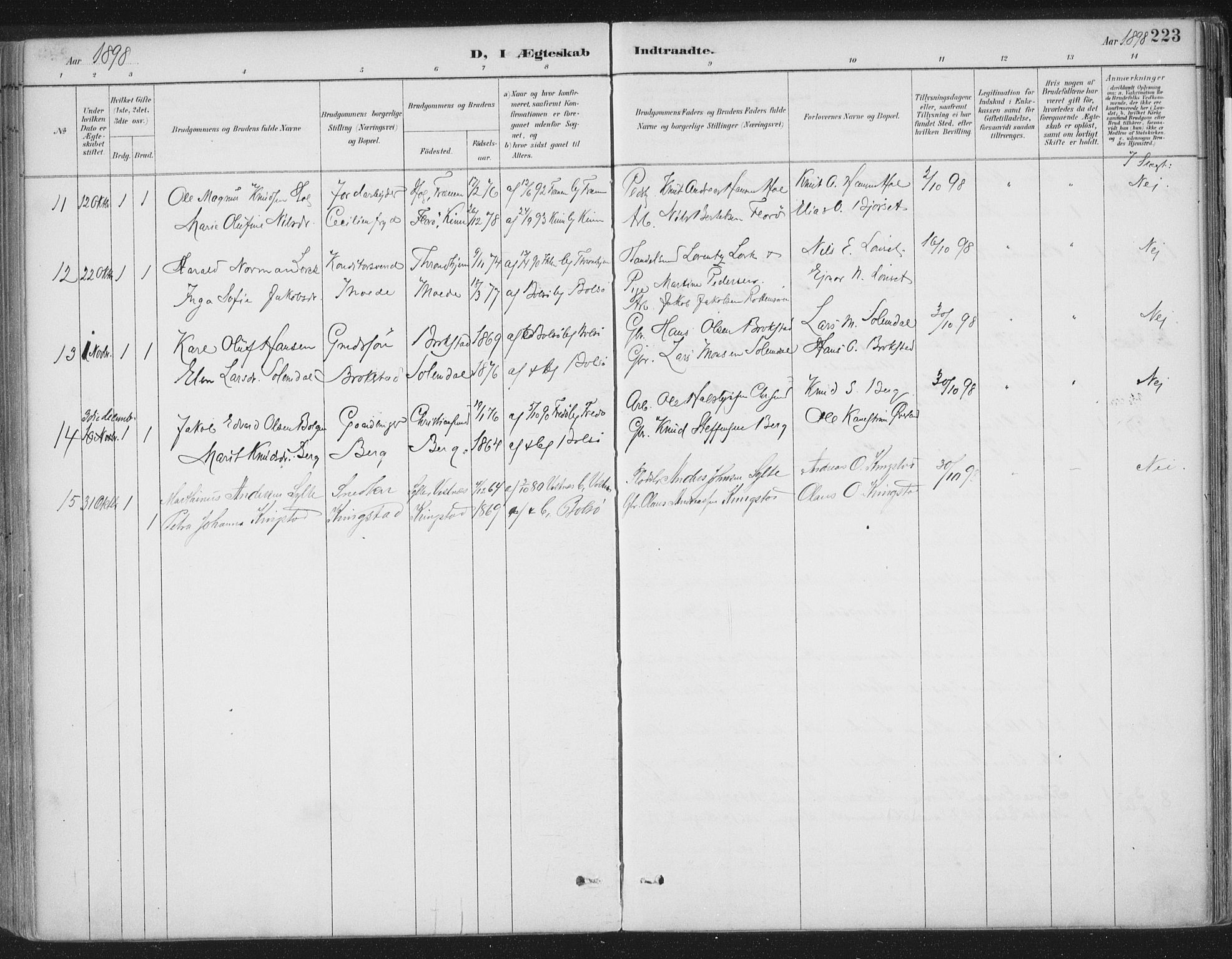Ministerialprotokoller, klokkerbøker og fødselsregistre - Møre og Romsdal, SAT/A-1454/555/L0658: Parish register (official) no. 555A09, 1887-1917, p. 223