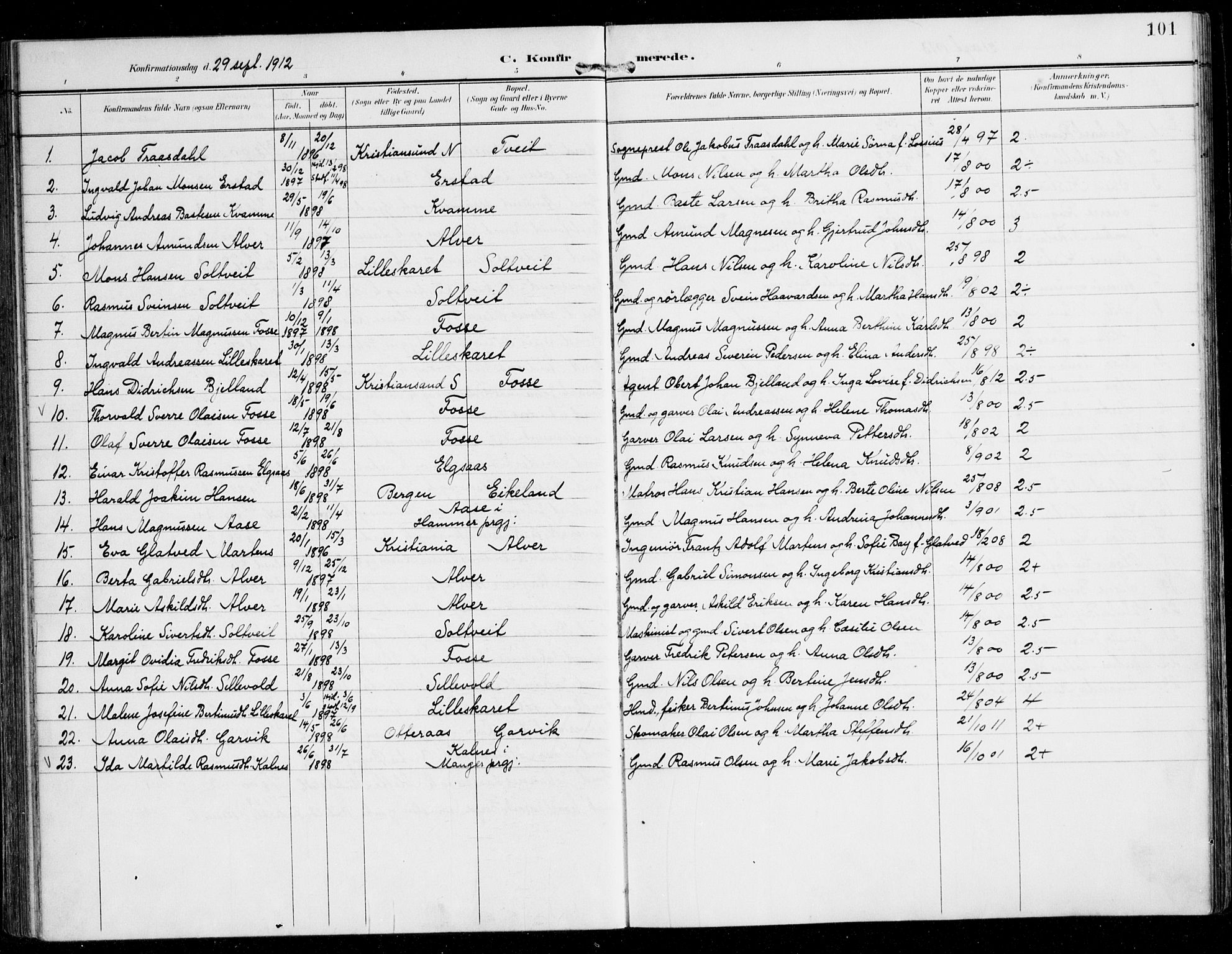 Alversund Sokneprestembete, SAB/A-73901/H/Ha/Haa/Haaa/L0003: Parish register (official) no. A 3, 1897-1926, p. 101