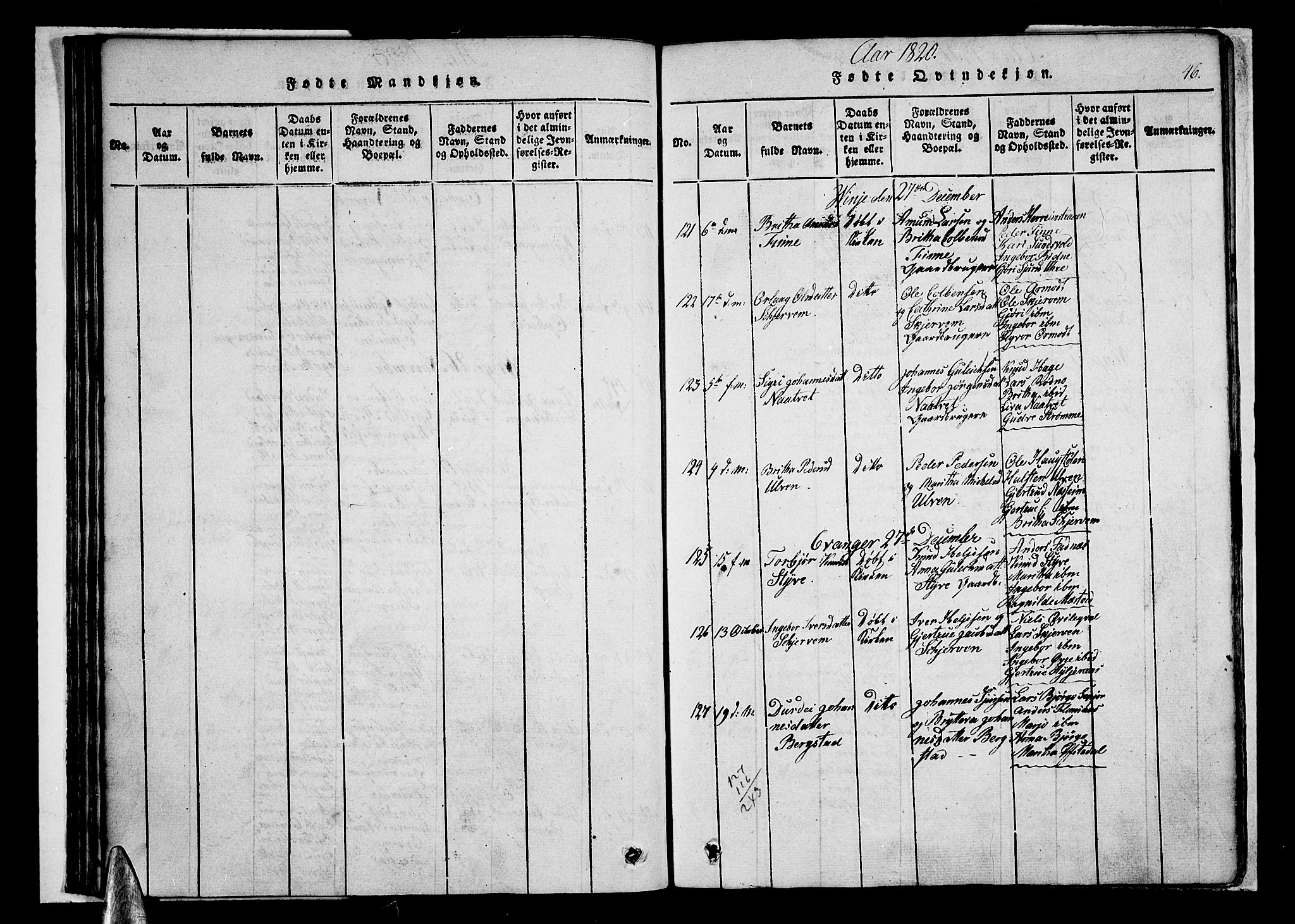 Voss sokneprestembete, SAB/A-79001/H/Haa: Parish register (official) no. A 11, 1816-1827, p. 46