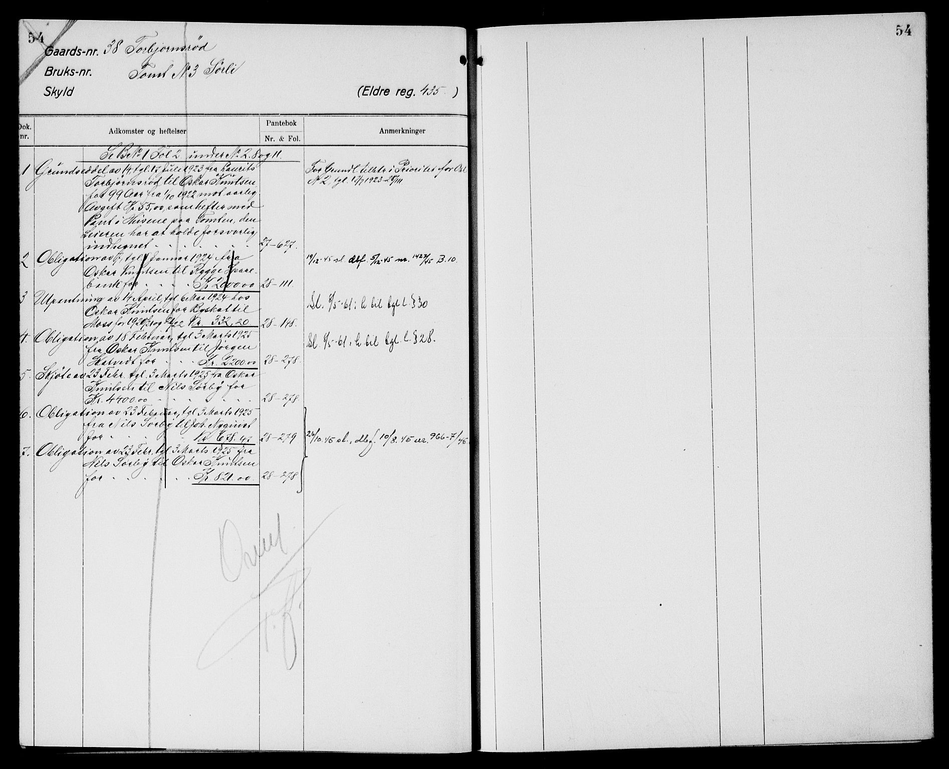 Moss sorenskriveri, SAO/A-10168: Mortgage register no. XI 6, 1834-1961, p. 54