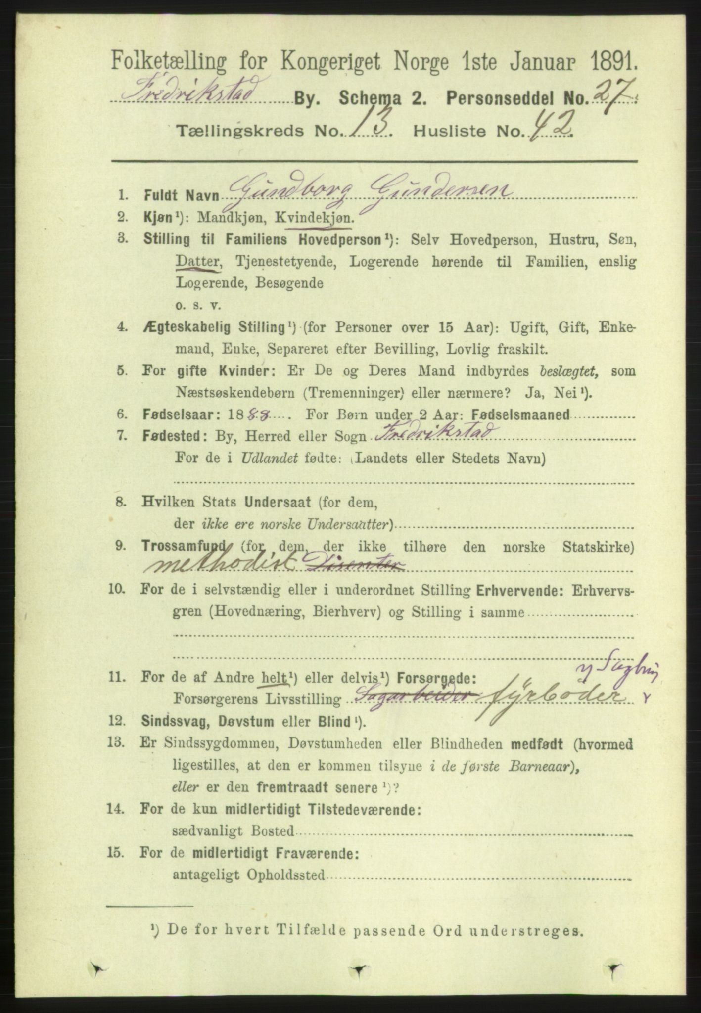 RA, 1891 census for 0103 Fredrikstad, 1891, p. 15016