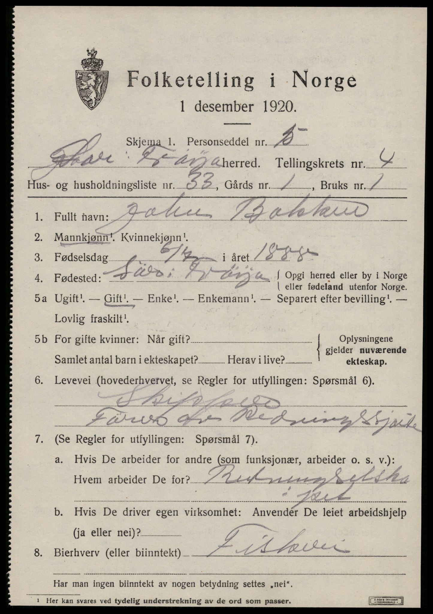 SAT, 1920 census for Sør-Frøya, 1920, p. 3721