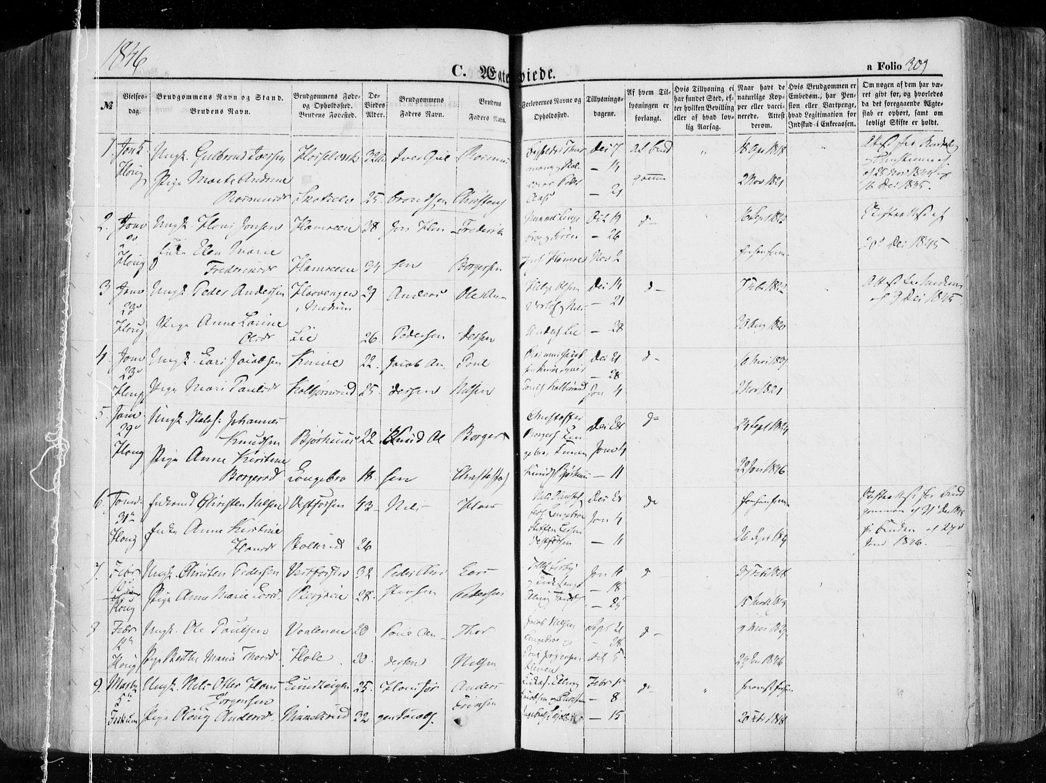 Eiker kirkebøker, SAKO/A-4/F/Fa/L0014: Parish register (official) no. I 14, 1846-1854, p. 309