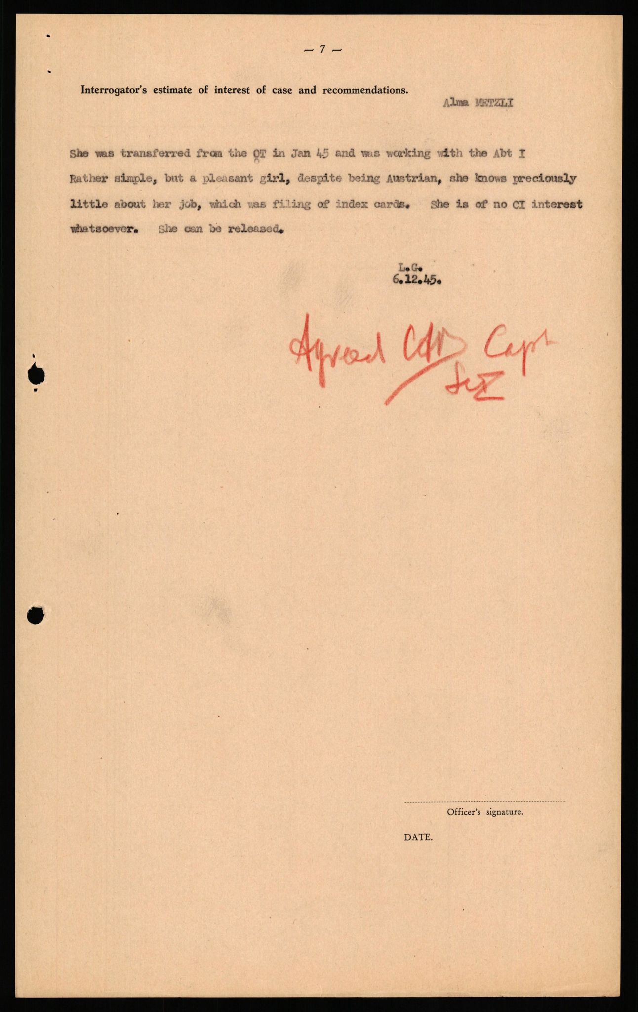 Forsvaret, Forsvarets overkommando II, AV/RA-RAFA-3915/D/Db/L0039: CI Questionaires. Tyske okkupasjonsstyrker i Norge. Østerrikere., 1945-1946, p. 430