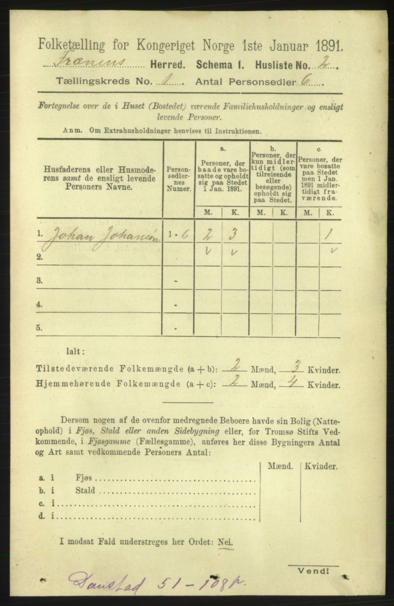 RA, 1891 census for 1548 Fræna, 1891, p. 25