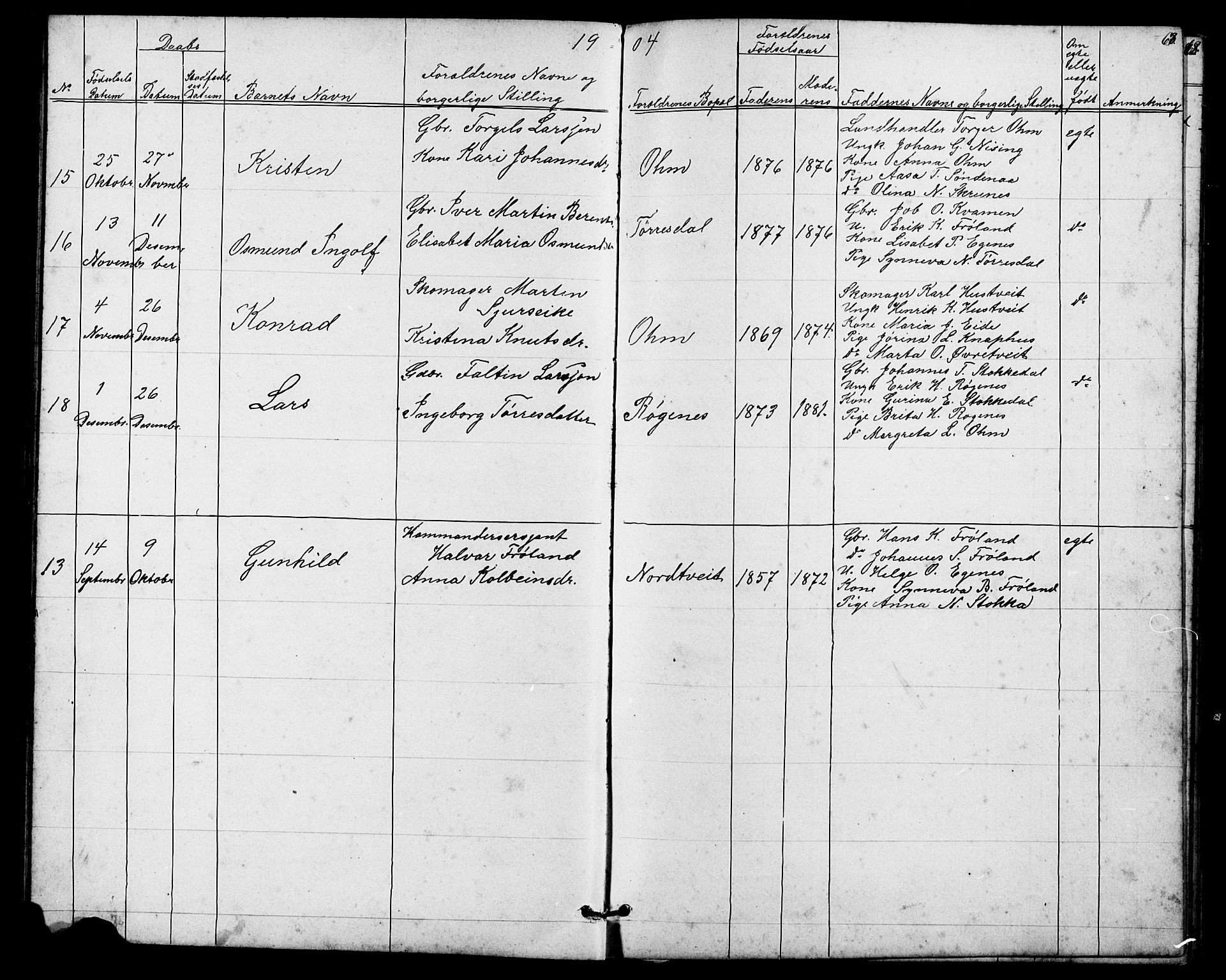 Skjold sokneprestkontor, AV/SAST-A-101847/H/Ha/Hab/L0006: Parish register (copy) no. B 6, 1881-1913, p. 63