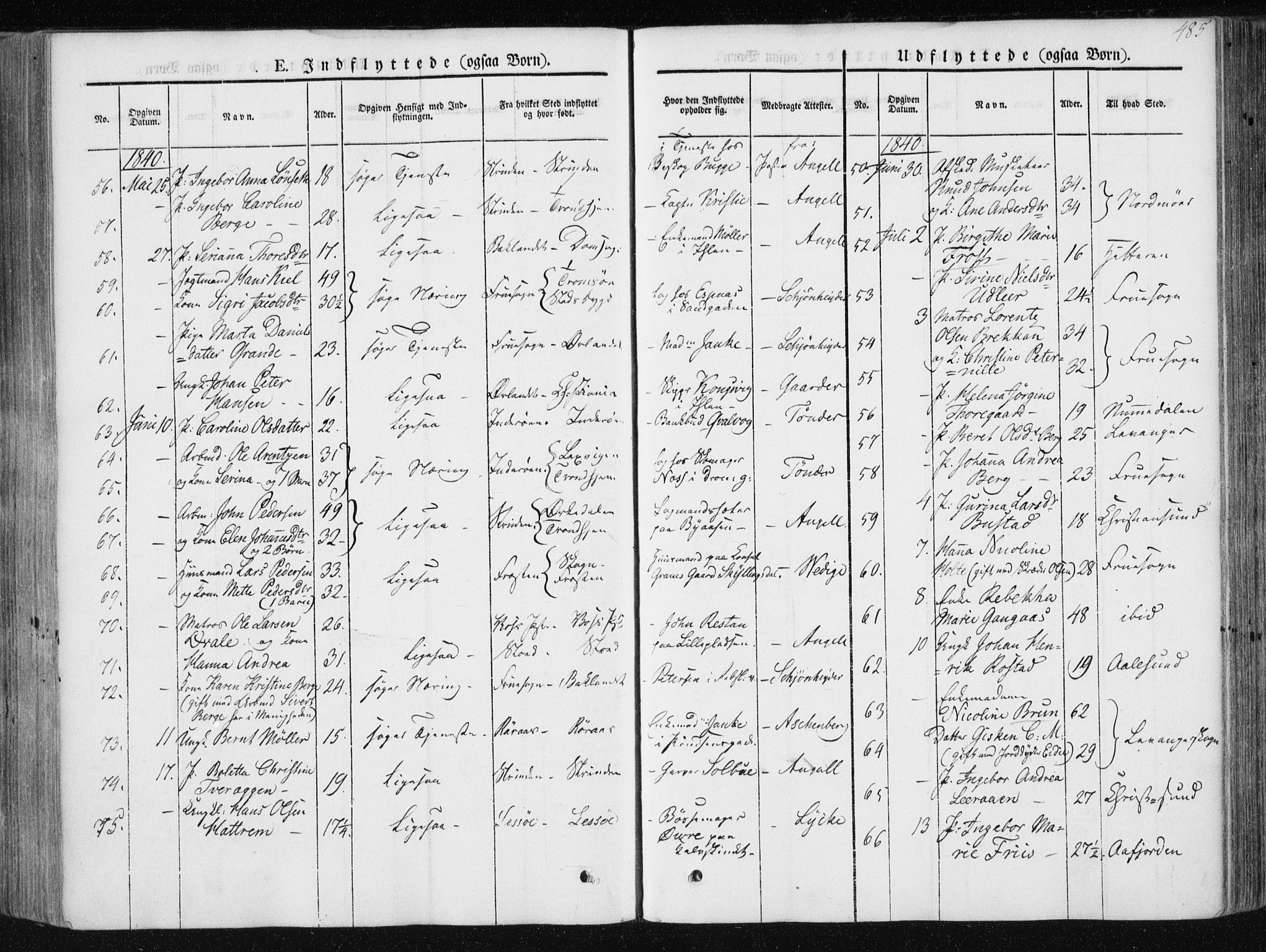 Ministerialprotokoller, klokkerbøker og fødselsregistre - Sør-Trøndelag, SAT/A-1456/601/L0049: Parish register (official) no. 601A17, 1839-1847, p. 485