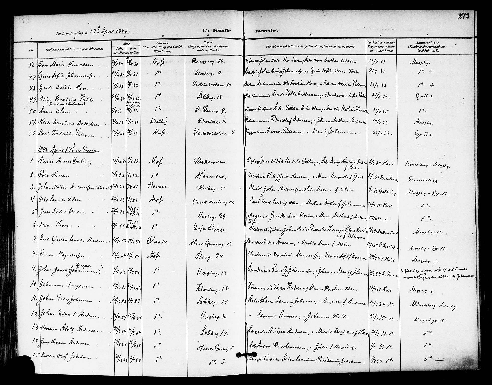 Moss prestekontor Kirkebøker, SAO/A-2003/F/Fb/L0003: Parish register (official) no. II 3, 1894-1901, p. 273